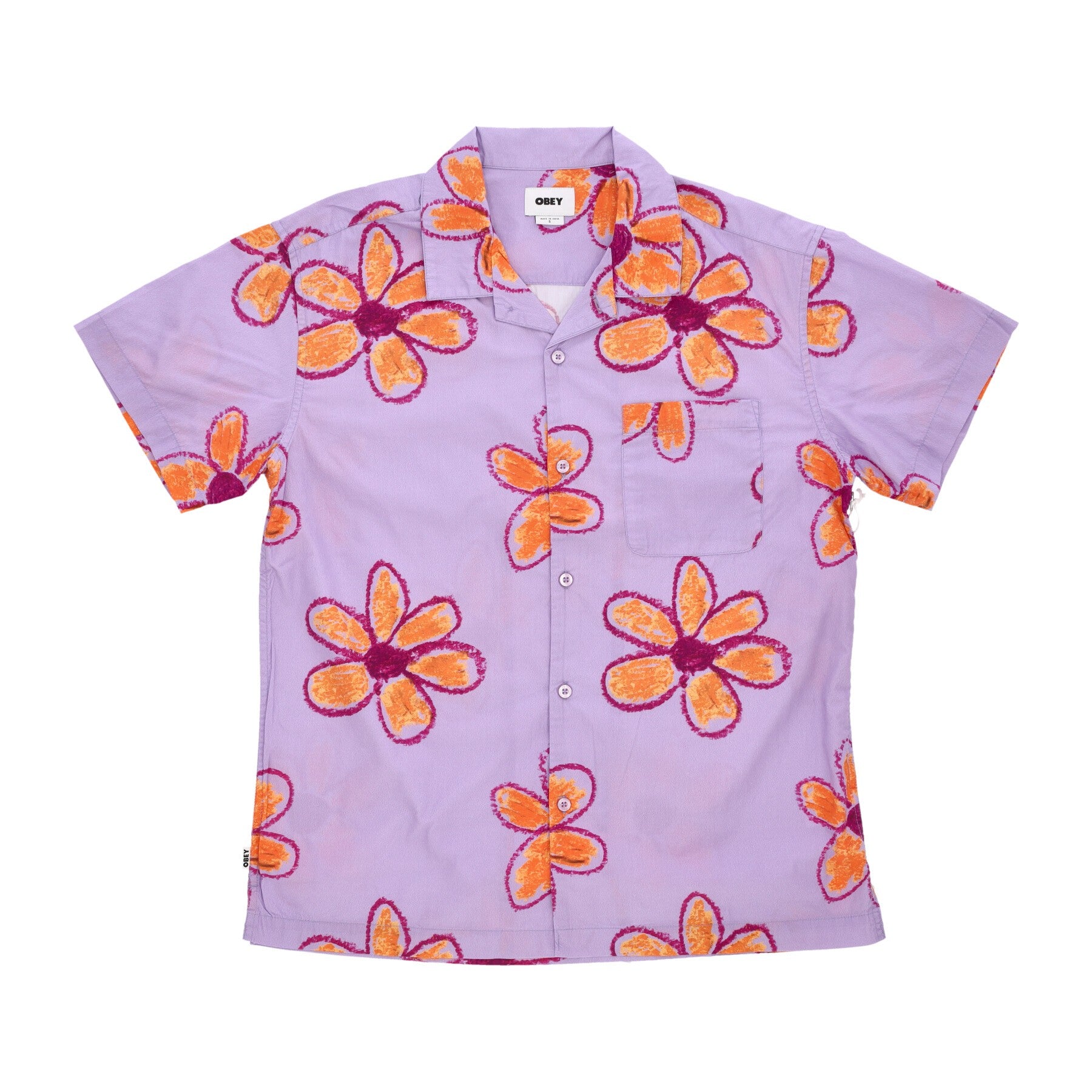 Obey, Camicia Manica Corta Uomo Wyatt Woven S, Digital Lavender Multi