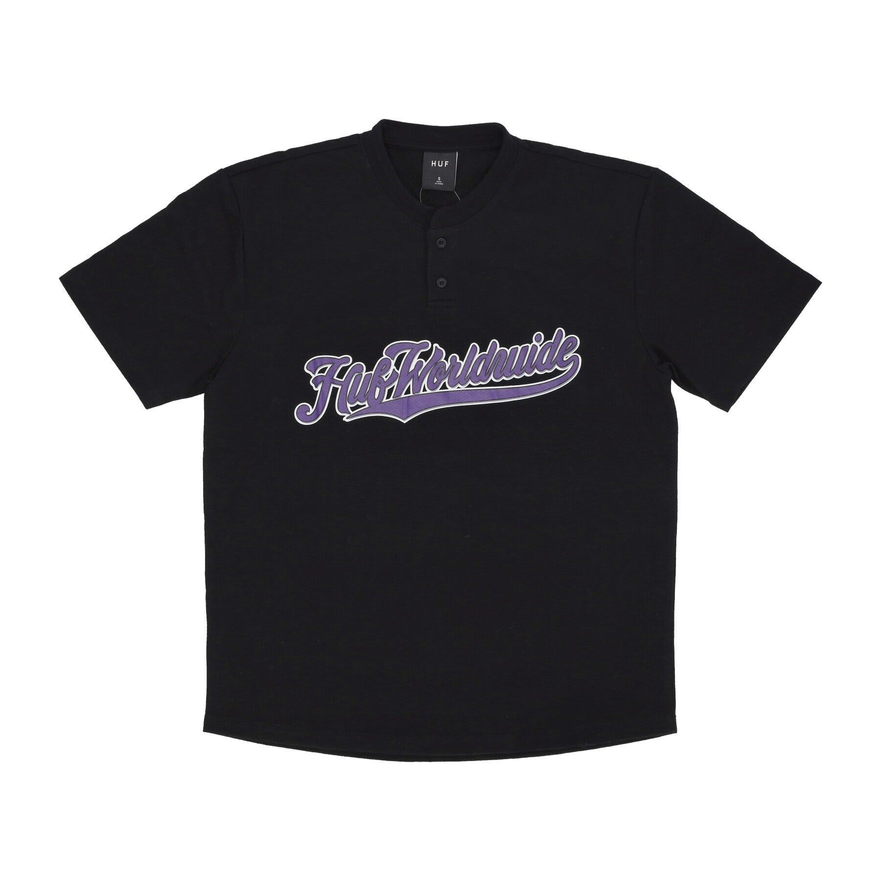 Huf, Maglietta Uomo Harlan Baseball Henley, Black