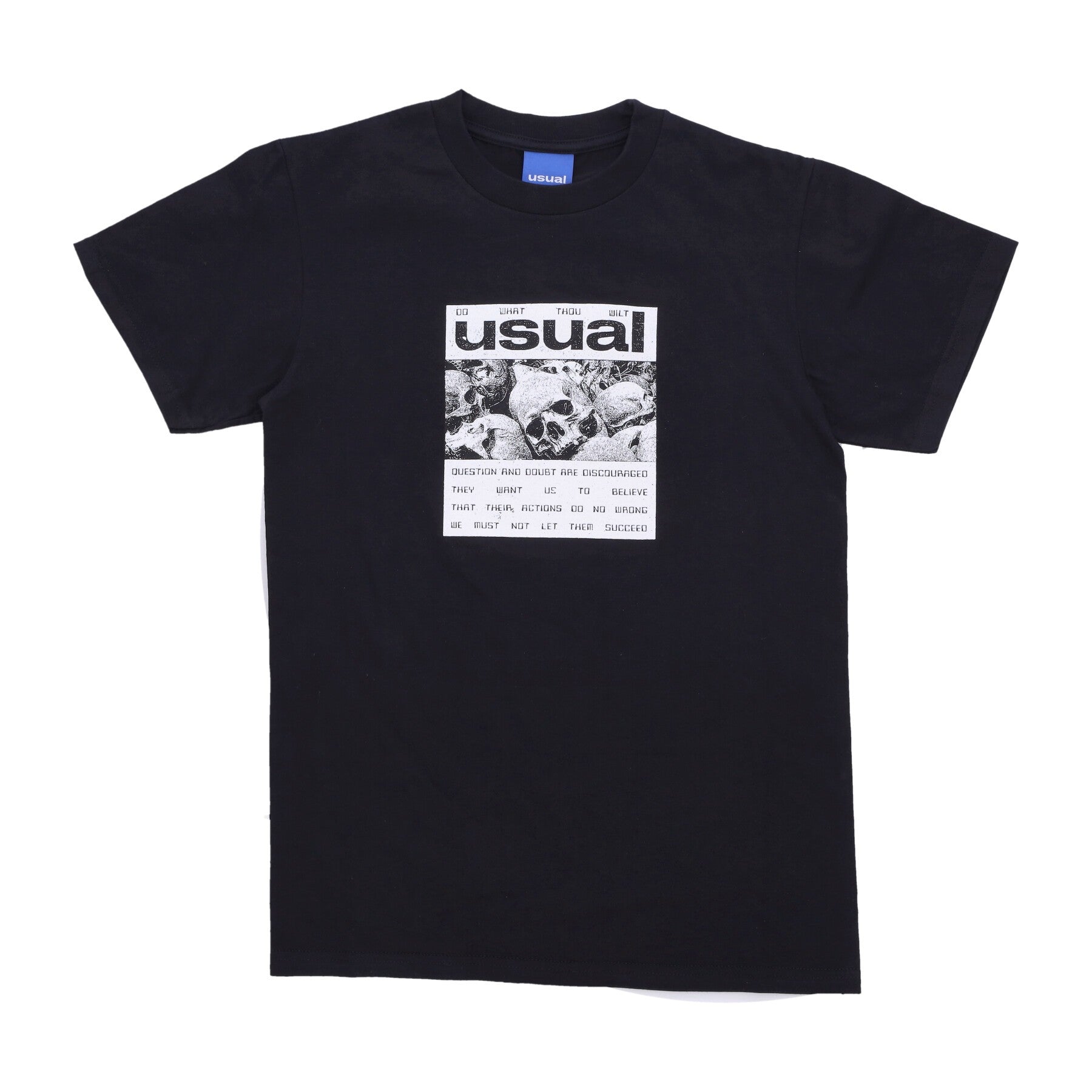 Usual, Maglietta Uomo Skulls Tee, Black