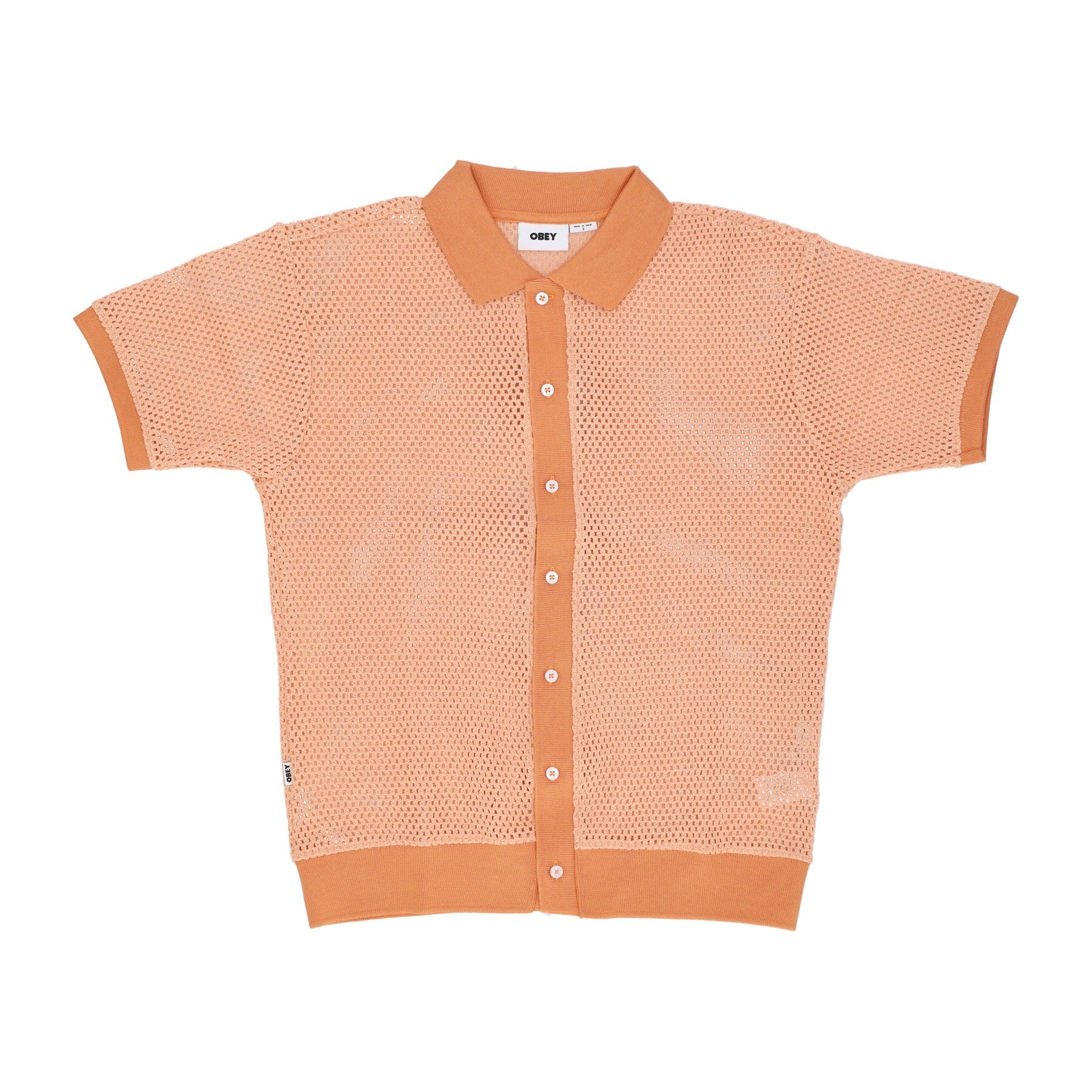 Obey, Polo Manica Corta Uomo Grove Button Up Polo, Peach Sand