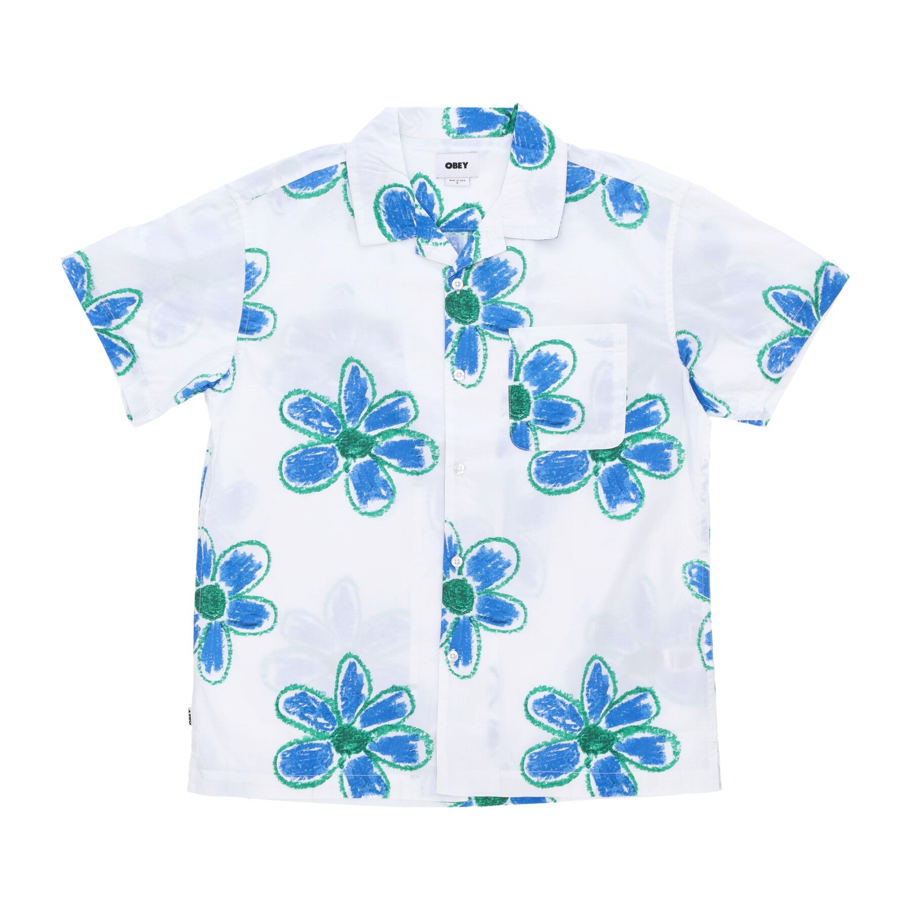 Obey, Camicia Manica Corta Uomo Wyatt Woven S, White Multi