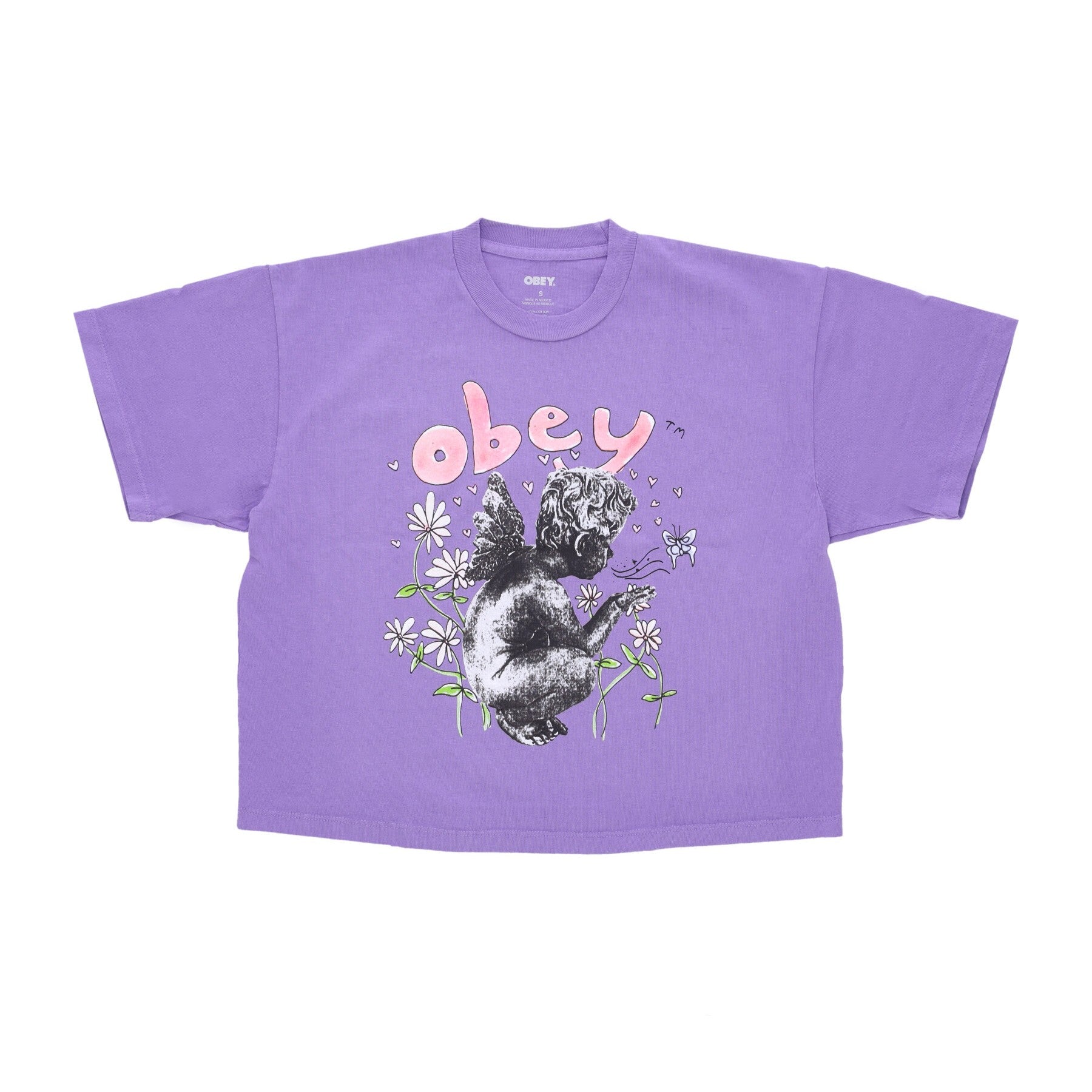 Obey, Maglietta Donna Garden Fairy 2 Custom Crop Tee, Purple Flower