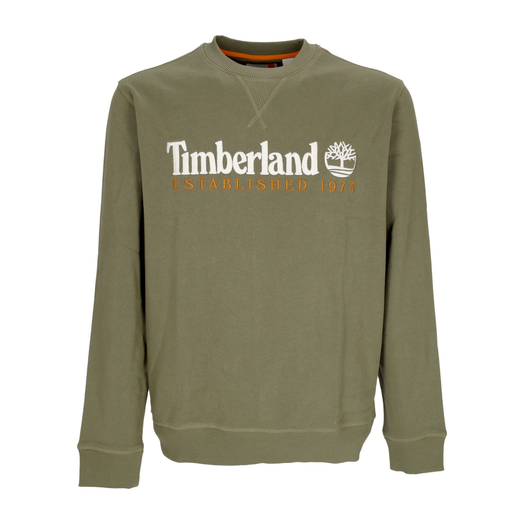 Timberland, Felpa Leggera Girocollo Uomo Embroidery Logo Crew Neck, Cassel Earth