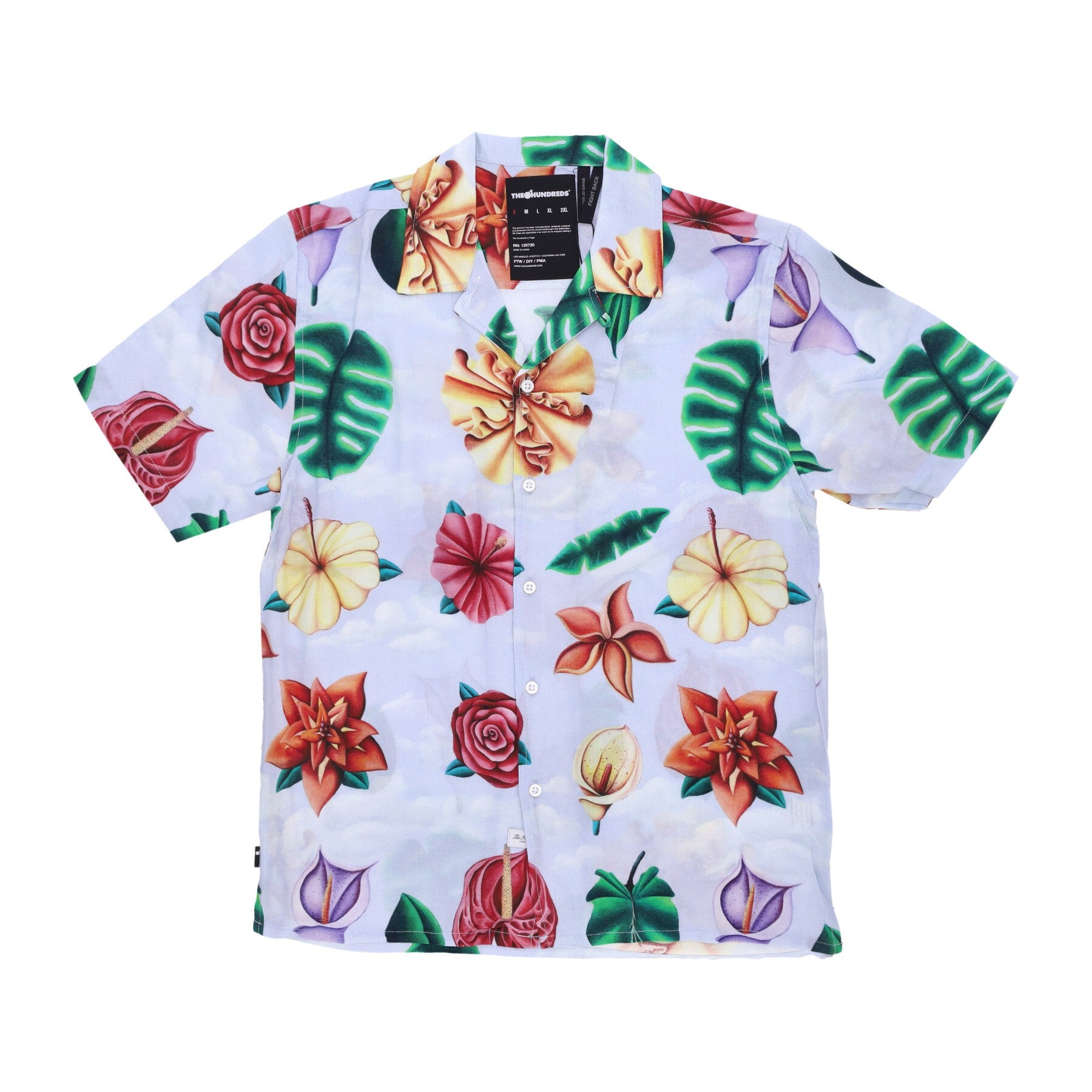 The Hundreds, Camicia Manica Corta Uomo Blooming Woven, Light Blue