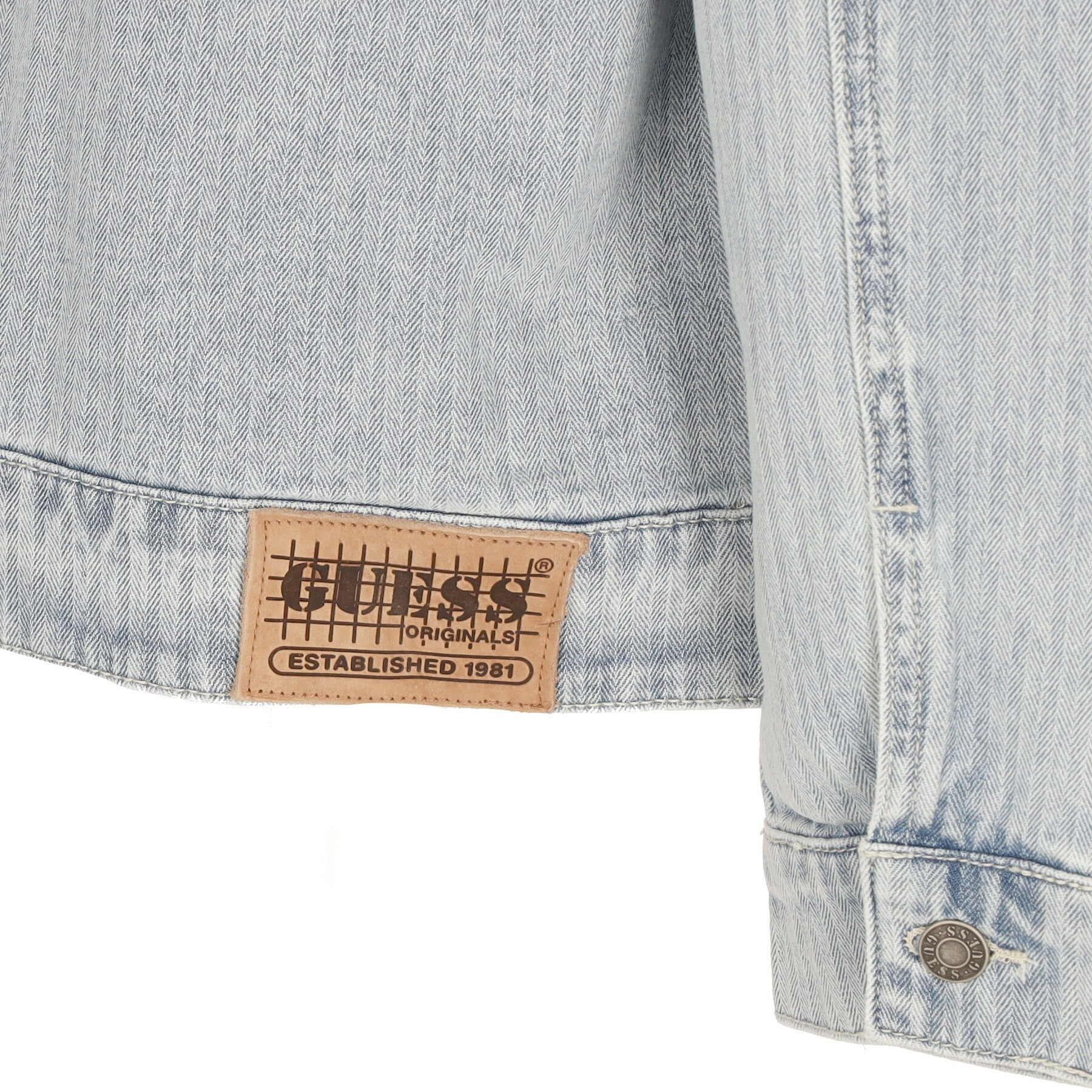 Guess Originals, Giubbotto Jeans Uomo Go Herringbone Denim Jacket, 
