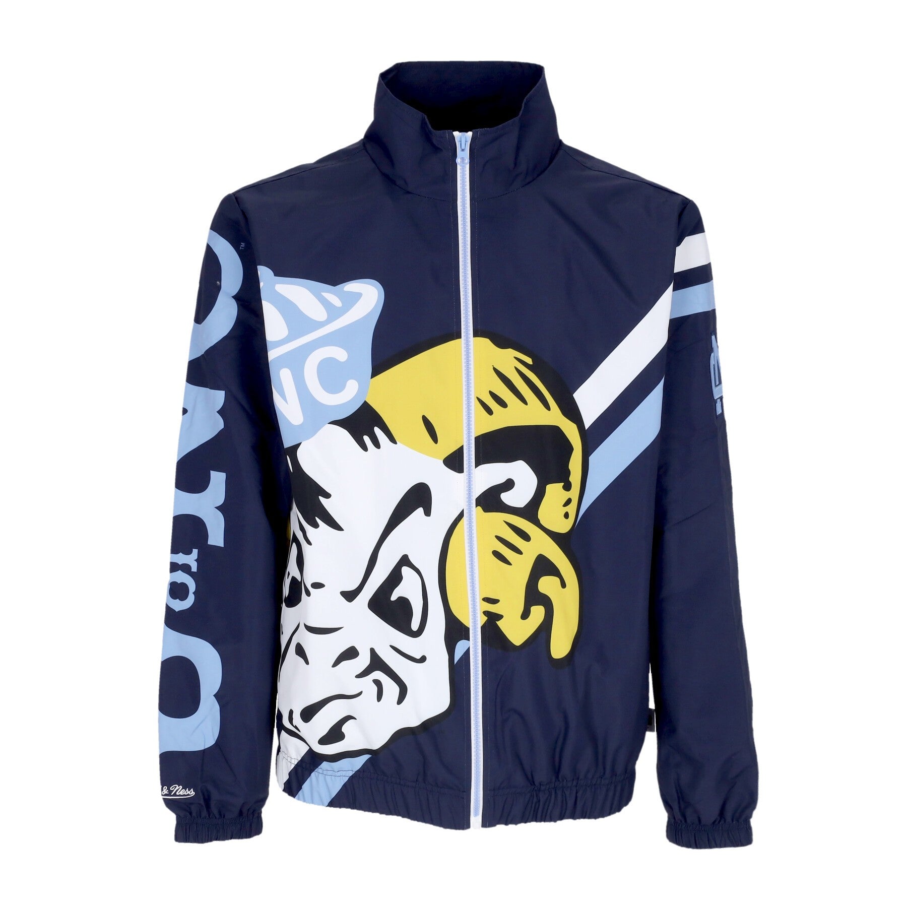 Mitchell & Ness, Giacca A Vento Uomo Ncaa Exploded Logo Warm Up Jacket Unchee, Navy