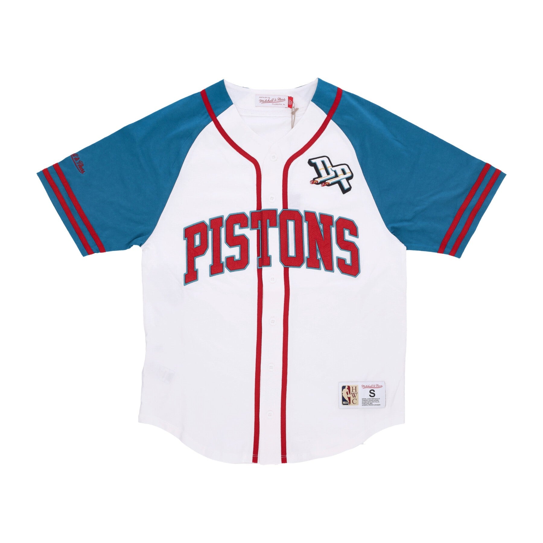 Mitchell & Ness, Casacca Bottoni Uomo Nba Practice Day Button Front Jersey Hardwood Classics Detpis, White