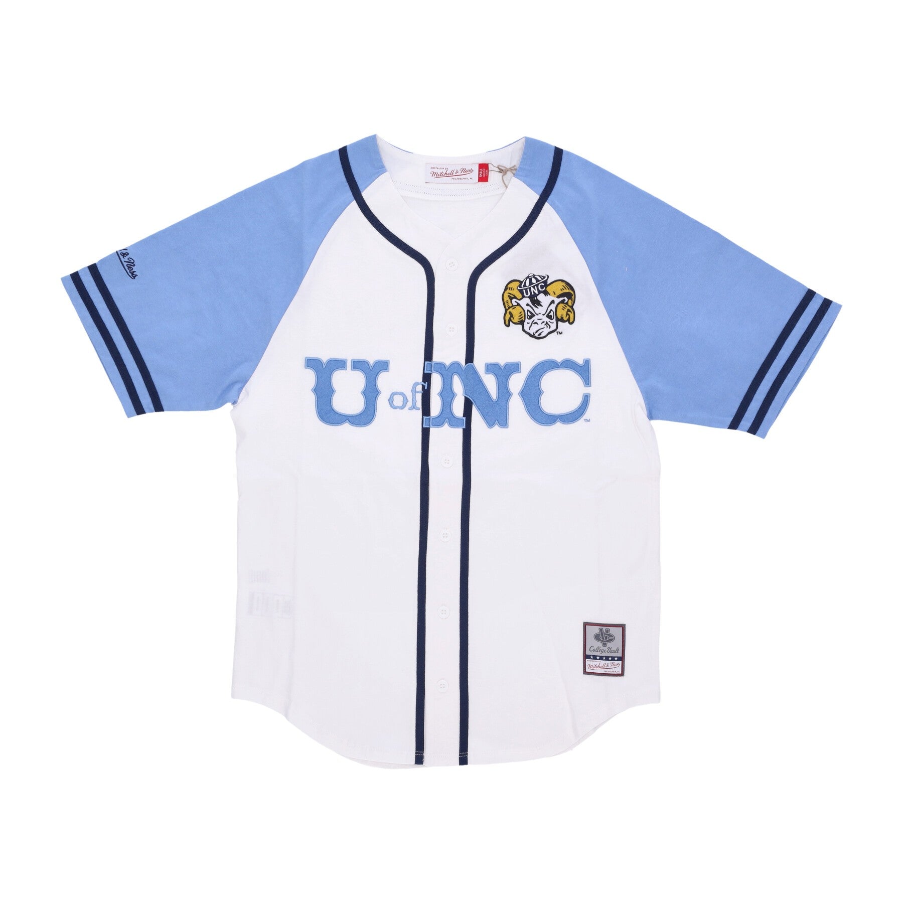 Mitchell & Ness, Casacca Bottoni Uomo Ncaa Practice Day Button Front Jersey Unchee, White