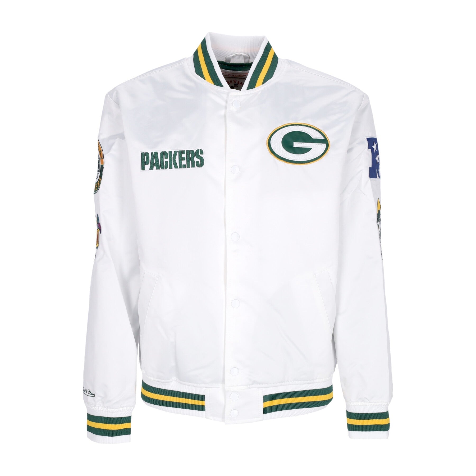 Chaqueta de bombardero Hombre NFL Hometown LW Chaqueta de satén Grepac White