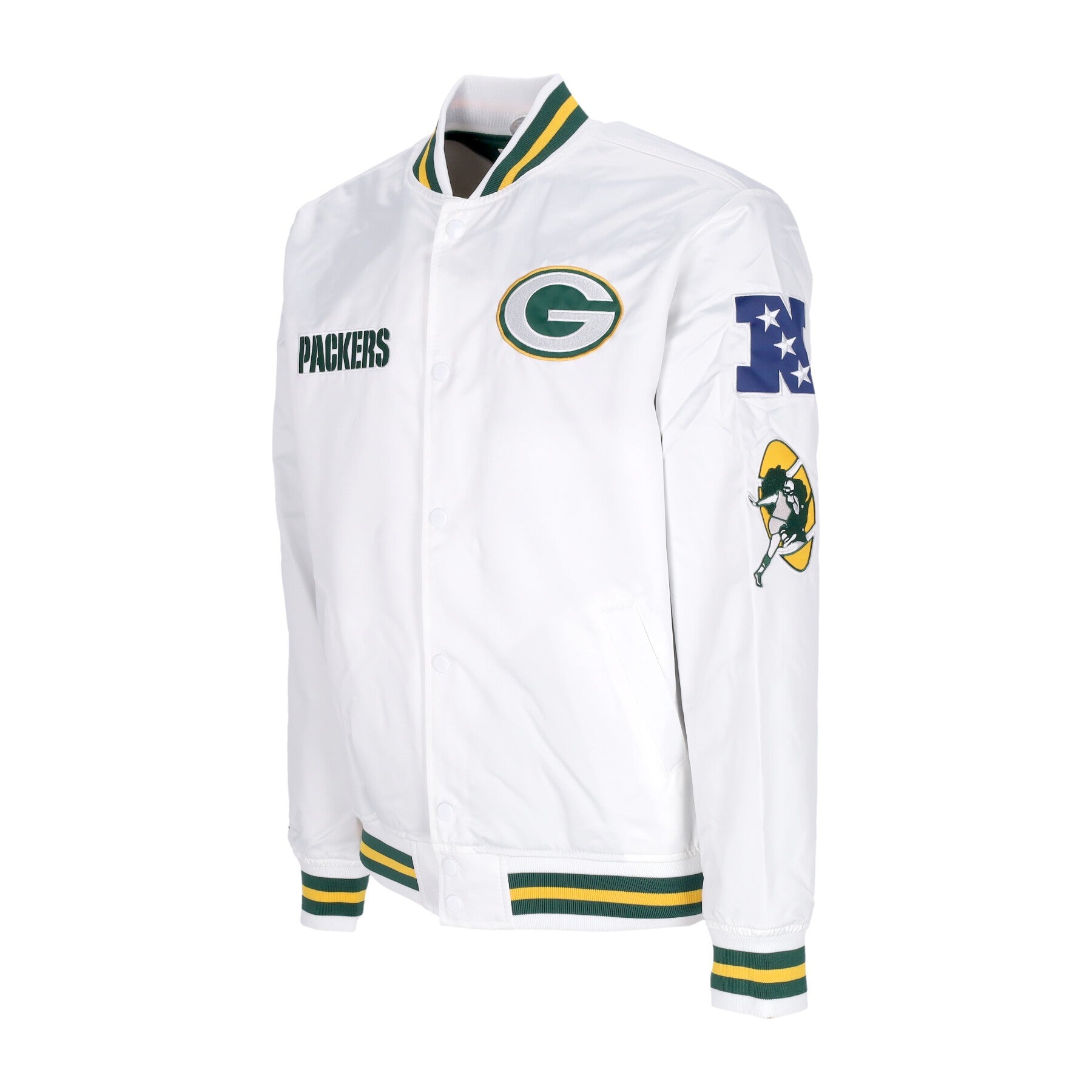 Chaqueta de bombardero Hombre NFL Hometown LW Chaqueta de satén Grepac White