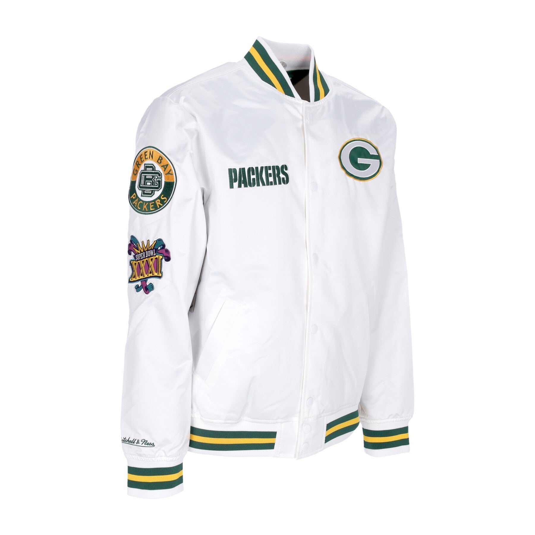 Chaqueta de bombardero Hombre NFL Hometown LW Chaqueta de satén Grepac White