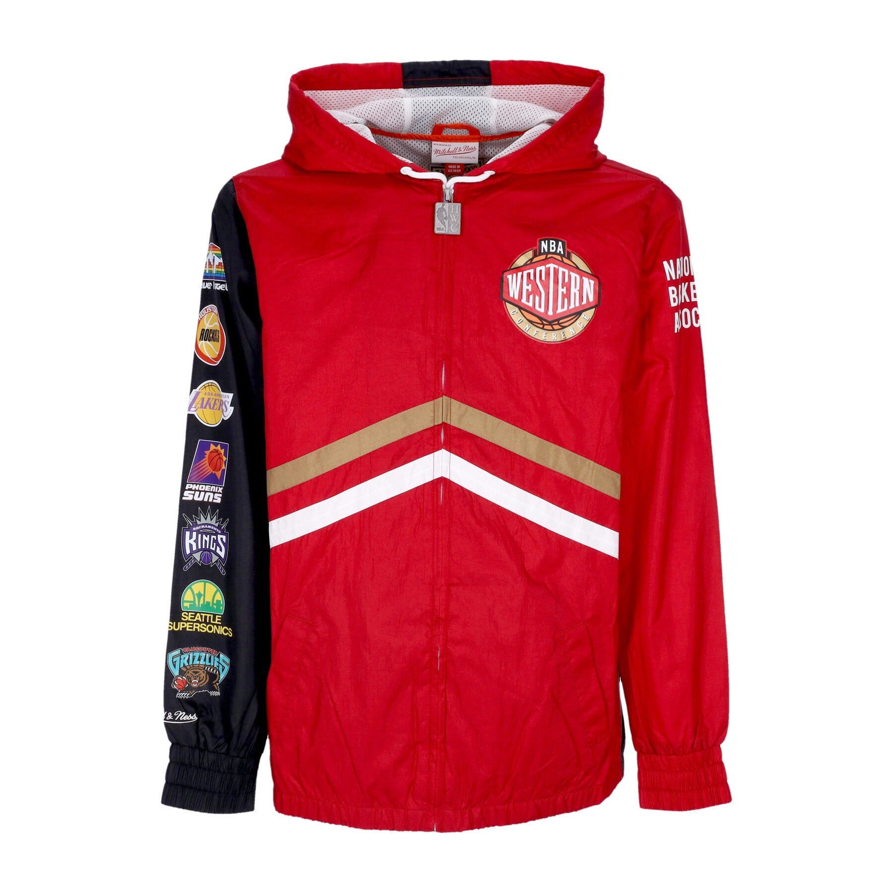 Mitchell & Ness, Giacca A Vento Uomo Nba Undeniable Full Zip Windbreaker Hardwood Classics Team West, Scarlet