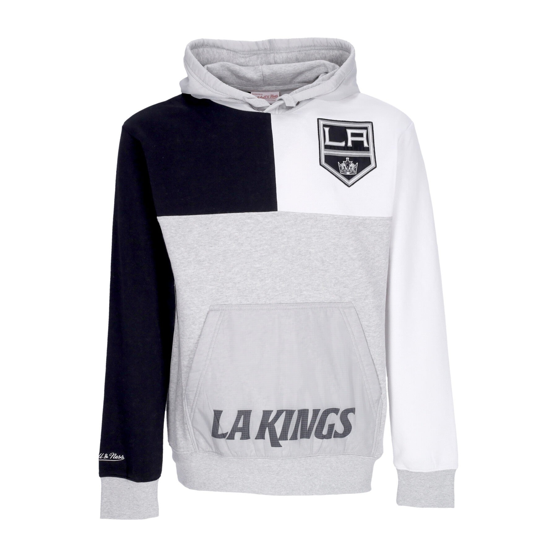 Mitchell & Ness, Felpa Cappuccio Uomo Nhl Tie Breaker Fleece Hoodie Loskin, Grey Heather/black