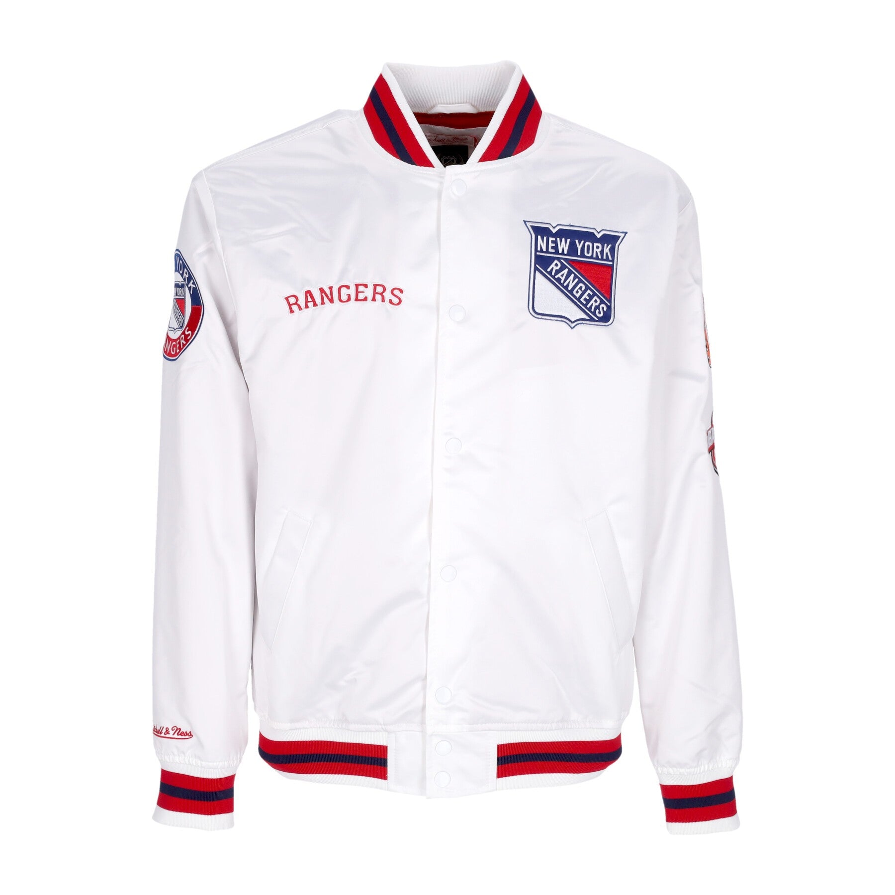 Chaqueta de bombardero Hombre NHL Hometown LW Chaqueta de satén Niran White
