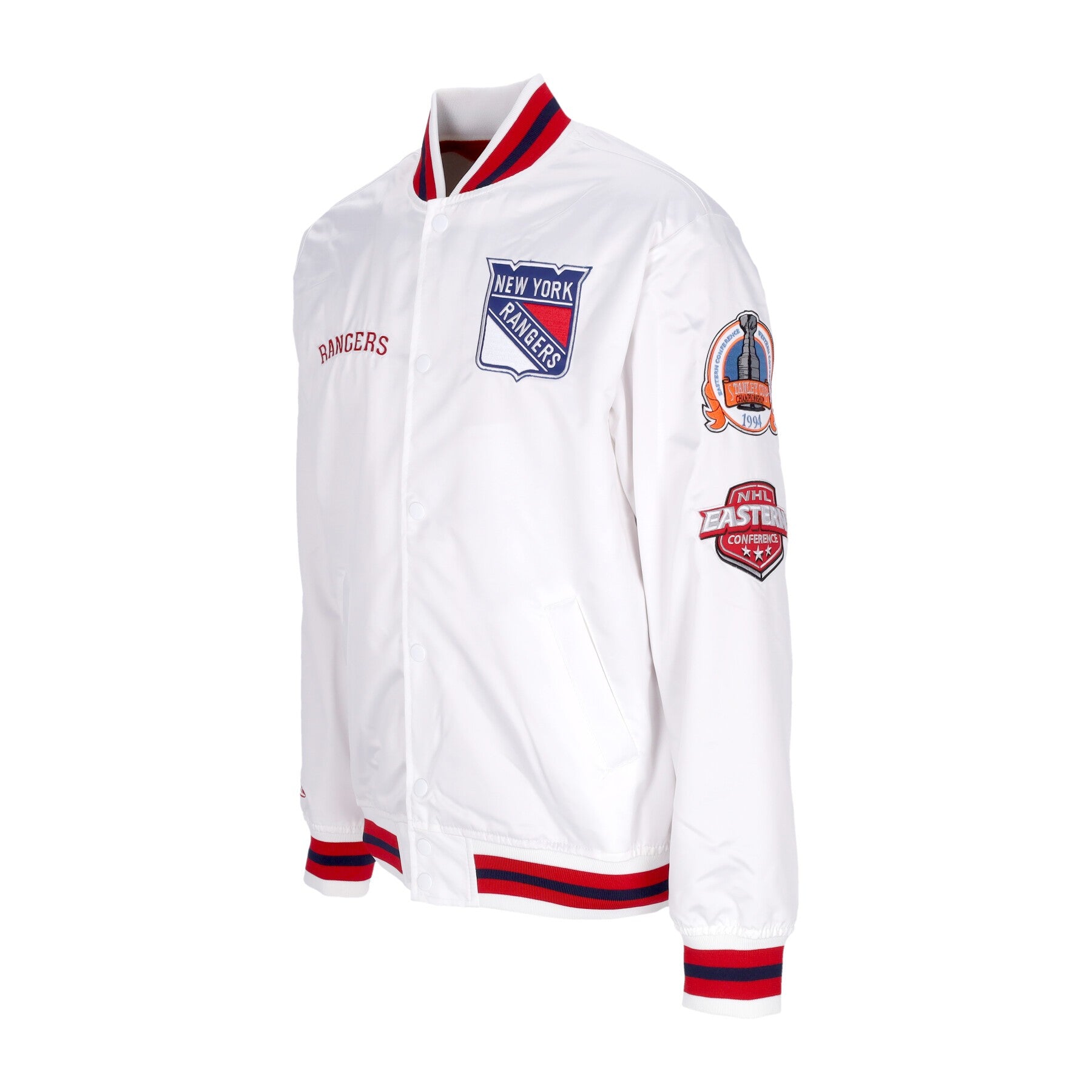 Chaqueta de bombardero Hombre NHL Hometown LW Chaqueta de satén Niran White