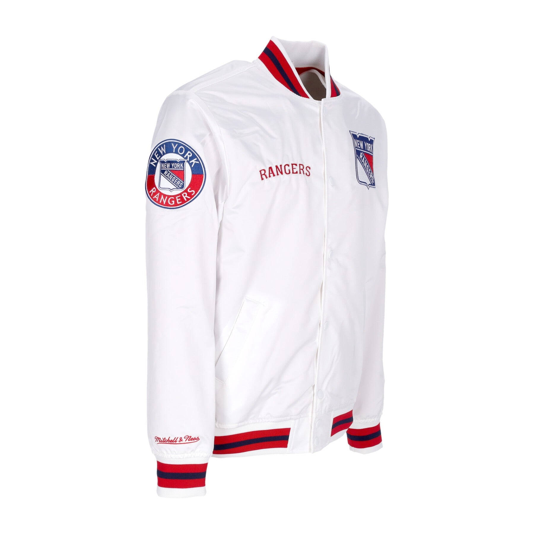 Chaqueta de bombardero Hombre NHL Hometown LW Chaqueta de satén Niran White