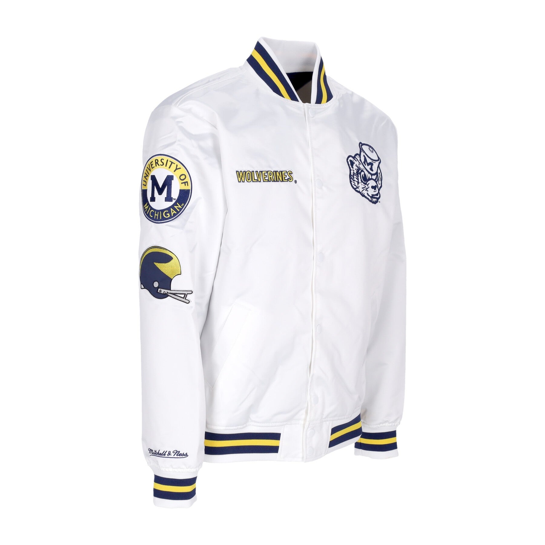 Mitchell & Ness, Giubbotto Bomber Uomo Ncaa Hometown Lw Satin Jacket Micwol, 