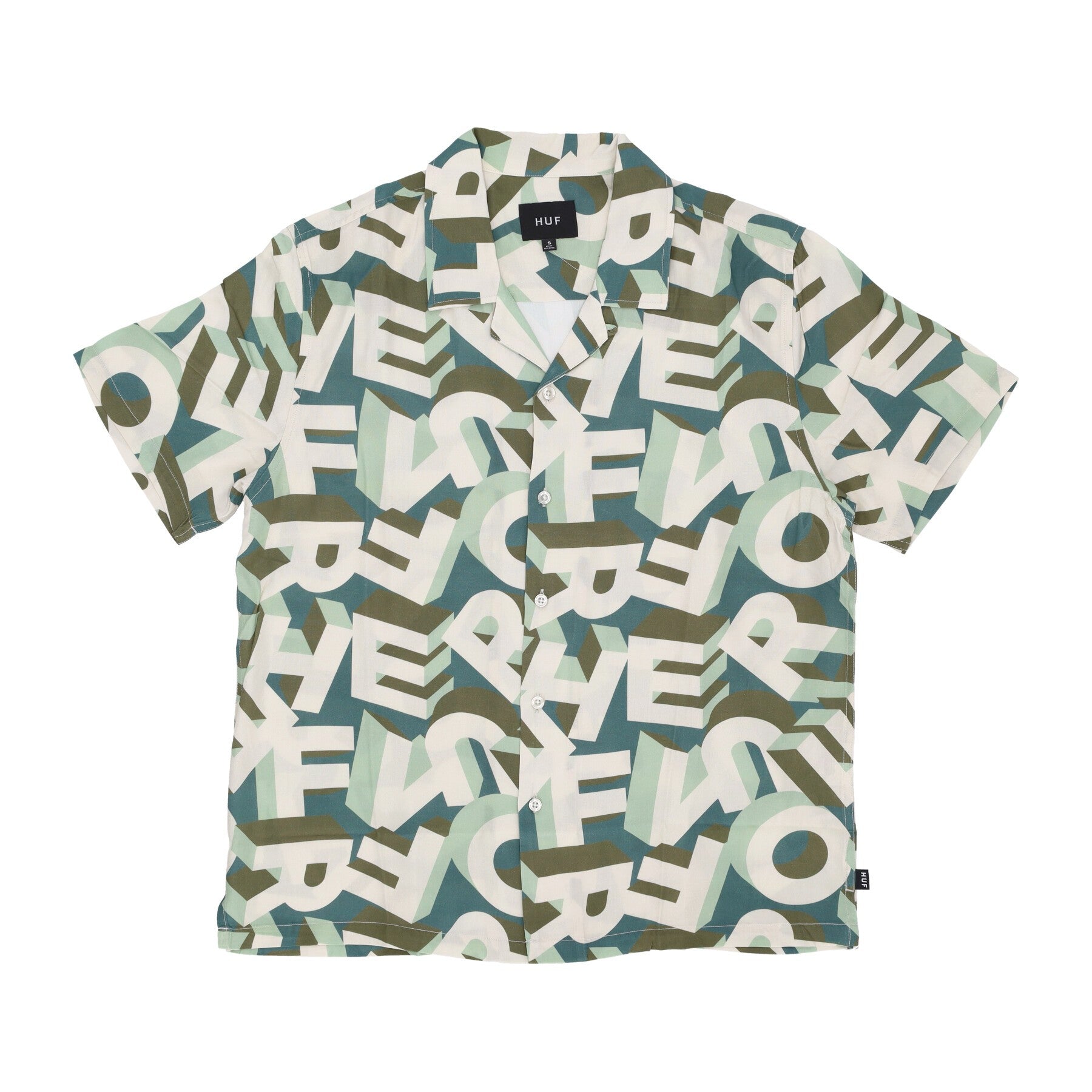 Huf, Camicia Manica Corta Uomo Abecedarian Resort Shirt, Multi