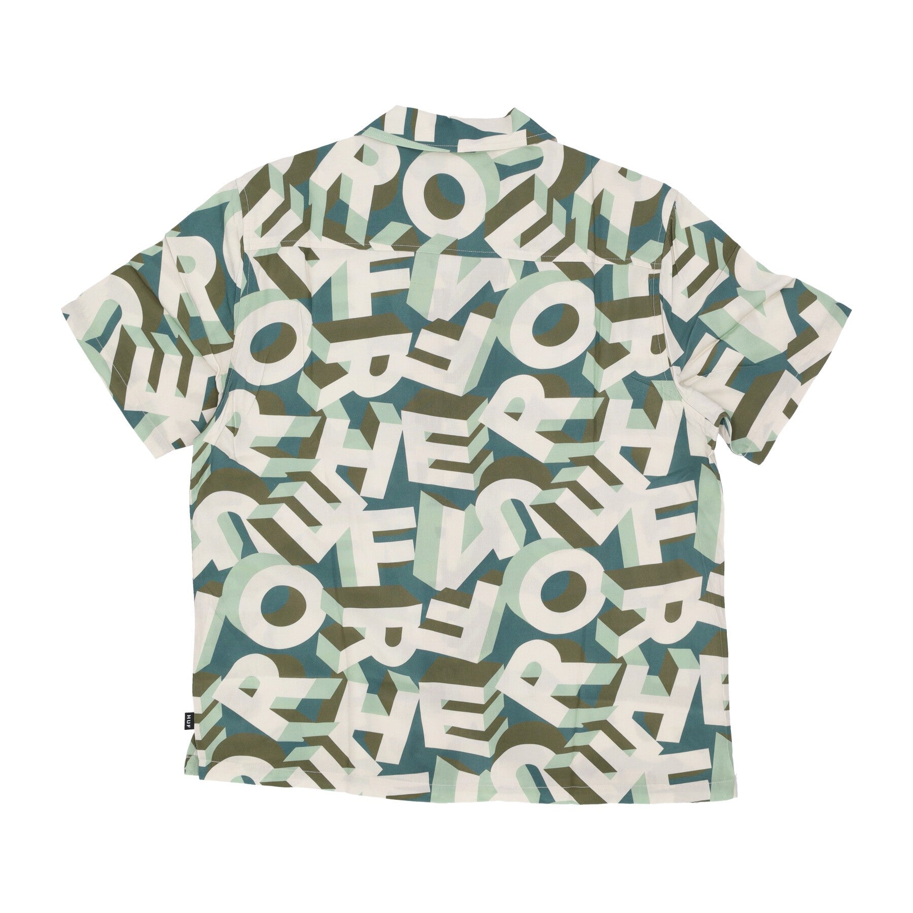 Huf, Camicia Manica Corta Uomo Abecedarian Resort Shirt, 