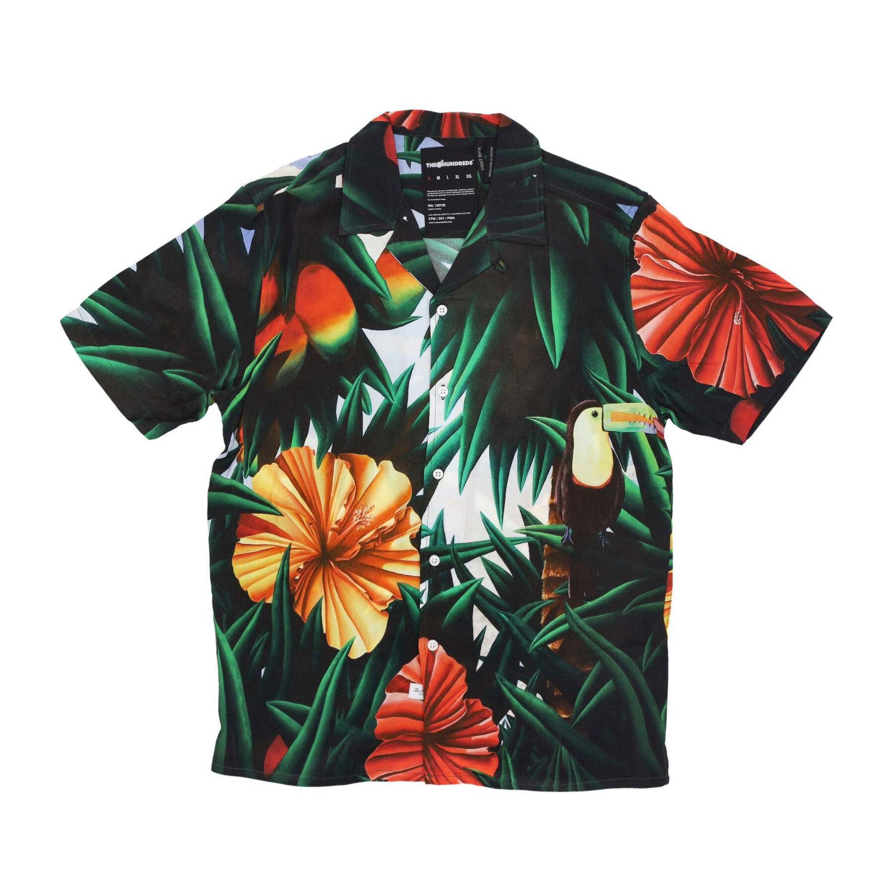 The Hundreds, Camicia Manica Corta Uomo Blooming Woven, Forest