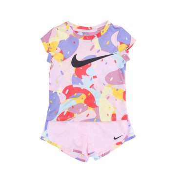 Nike, Set T-shirt+short Bambina Dri Fit Printed Tee & Tempo Shorts, Pink Foam