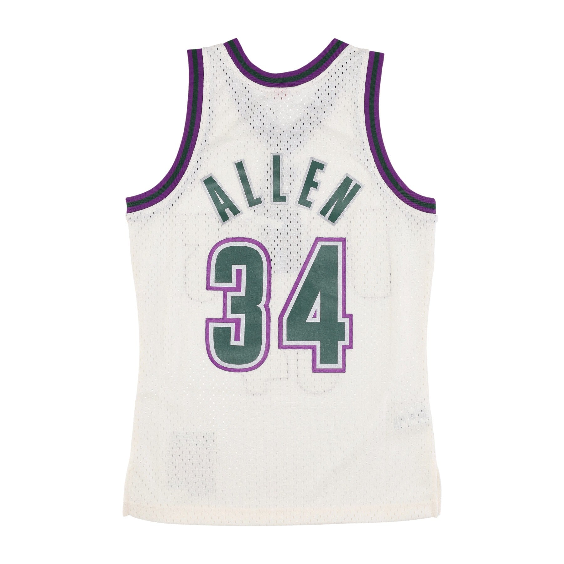 Mitchell & Ness, Canotta Basket Uomo Nba Off White Team Color Swingman Jersey Hardwood Classics 1996 No 34 Ray Allen Milbuc, 