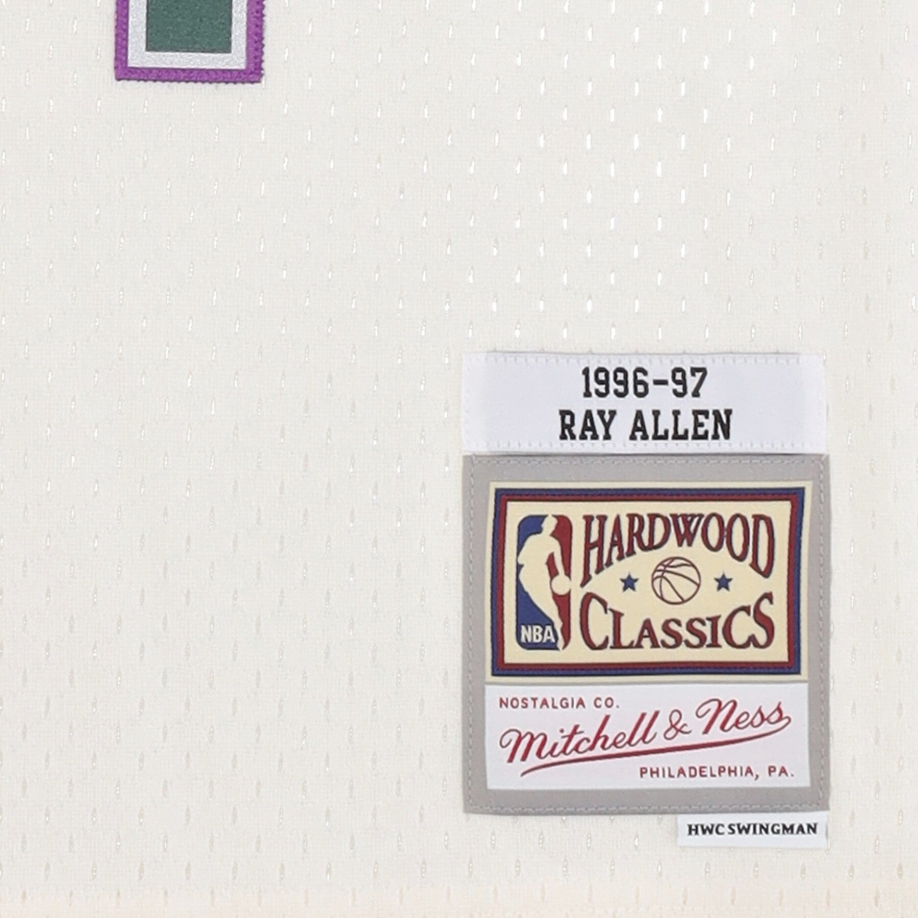 Mitchell & Ness, Canotta Basket Uomo Nba Off White Team Color Swingman Jersey Hardwood Classics 1996 No 34 Ray Allen Milbuc, 