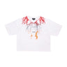 Phobia, Maglietta Donna Lightning Crop Tee, Off White/red/grey/orange