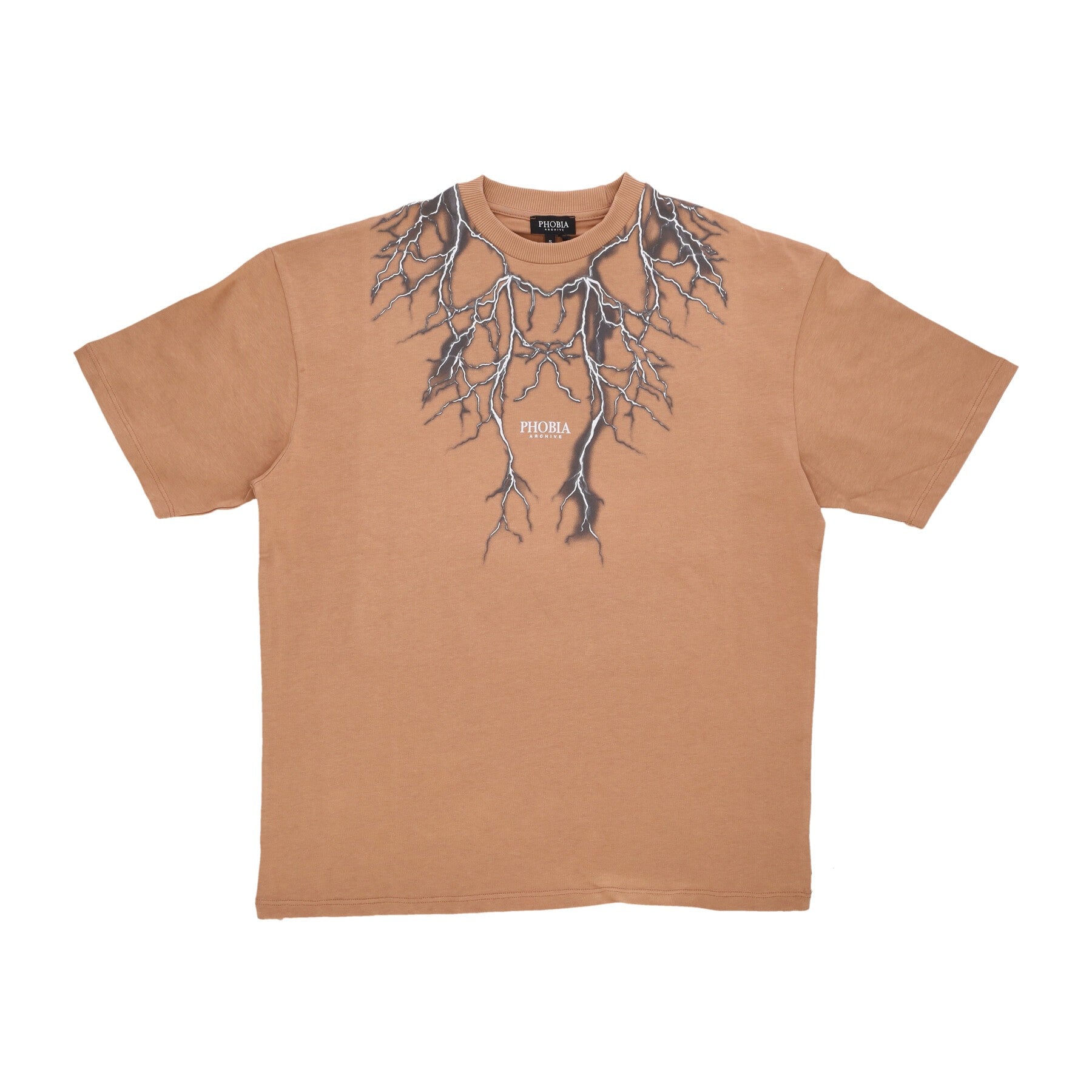 Phobia, Maglietta Uomo Lightning Print Tee, Terracotta/grey