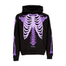Phobia, Felpa Leggera Cappuccio Uomo Skeleton Print Hoodie, Black/purple