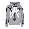 Phobia, Felpa Leggera Cappuccio Uomo Skeleton Print Hoodie, Grey/white