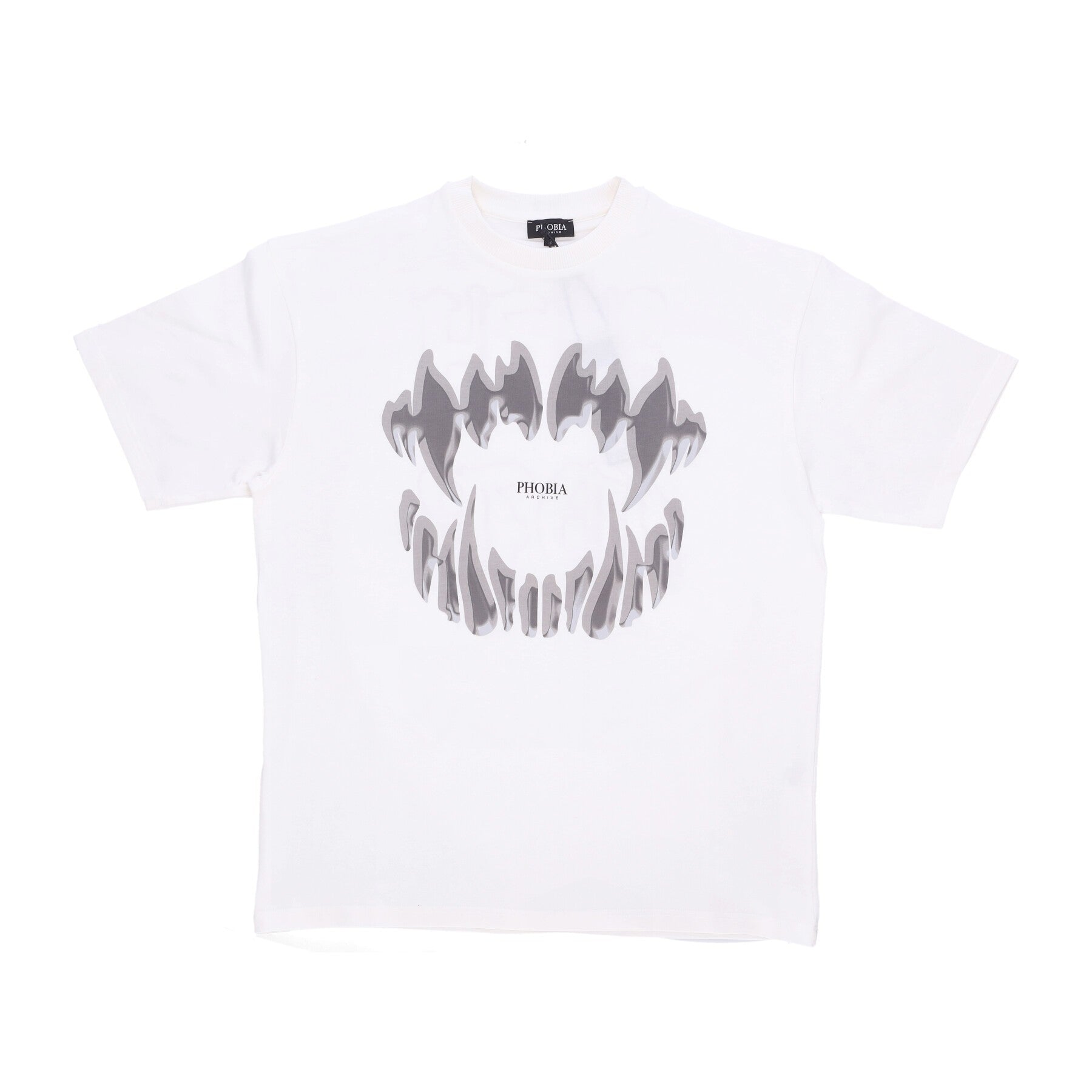 Phobia, Maglietta Uomo Mouth Print Tee, Off White/grey