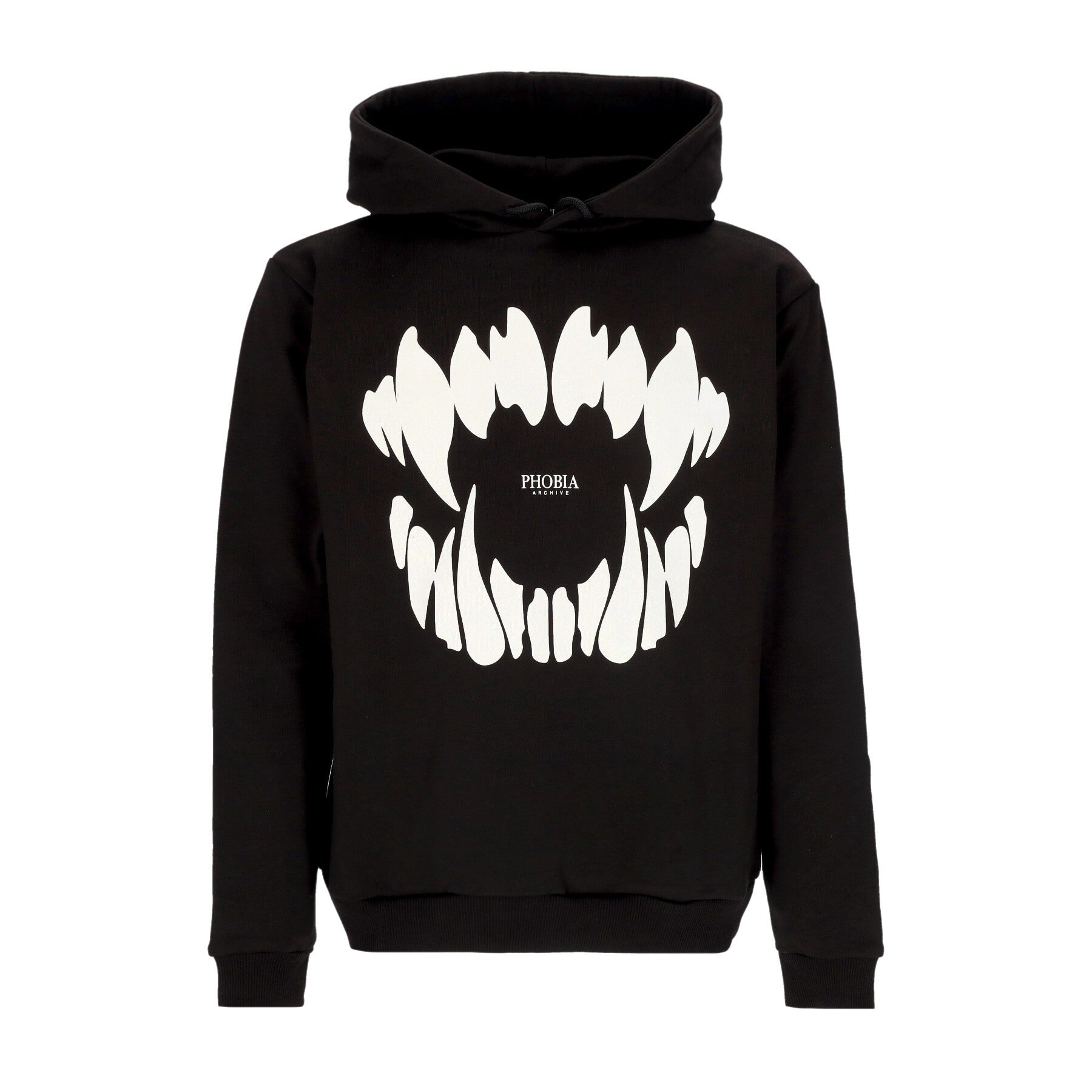 Phobia, Felpa Leggera Cappuccio Uomo Mouth Print Hoodie, Black/white