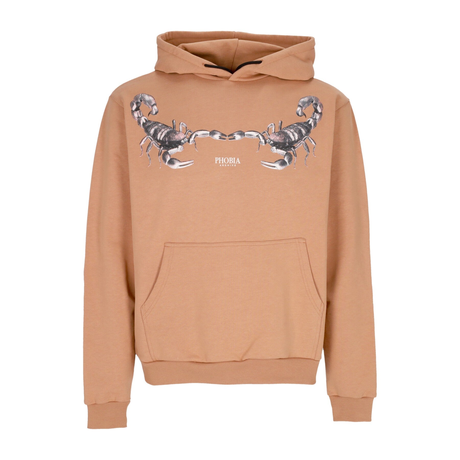 Phobia, Felpa Leggera Cappuccio Uomo Scorpion Hoodie, Terracotta/grey
