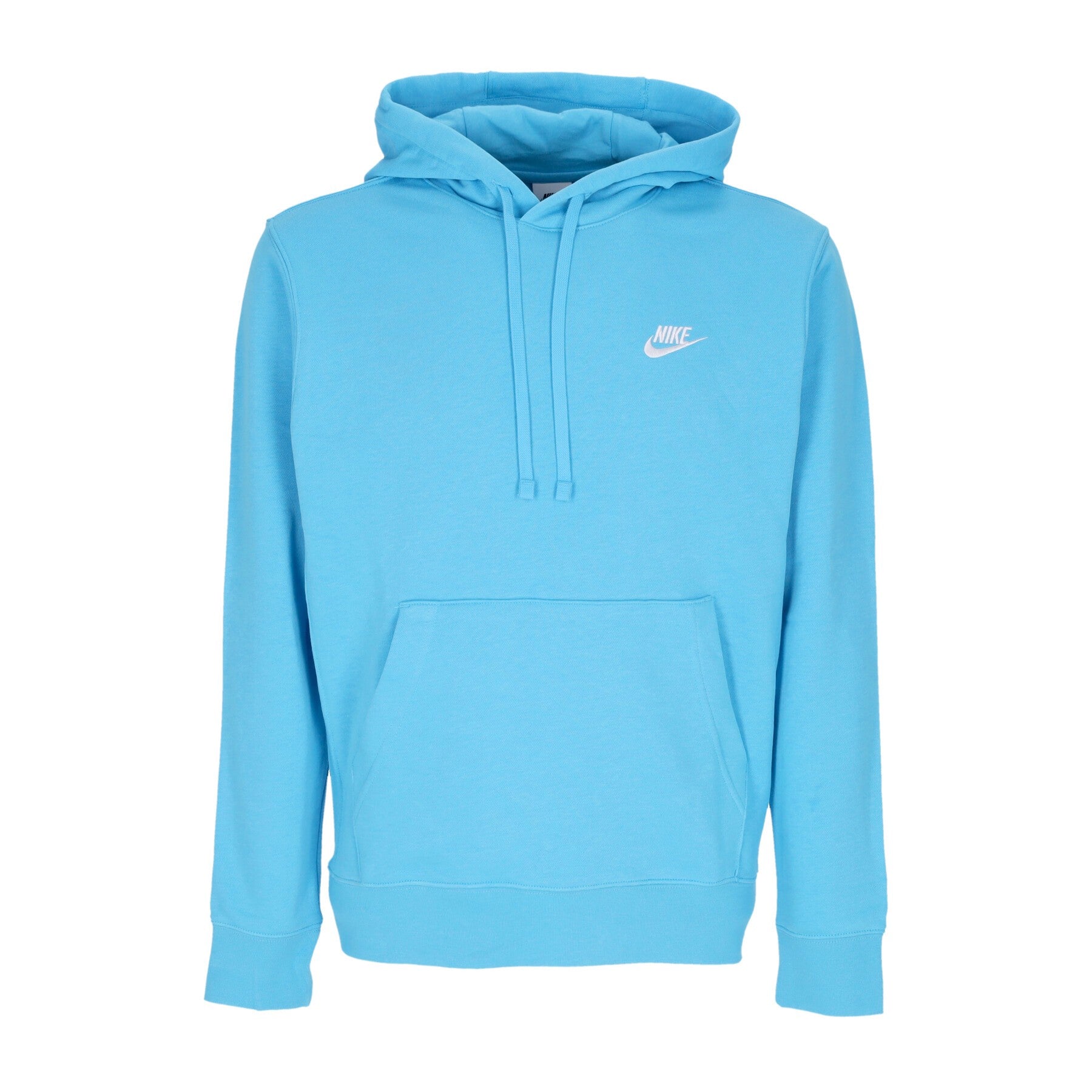 Nike, Felpa Leggera Cappuccio Uomo Sportswear Club Hoodie, Baltic Blue/baltic Blue/white