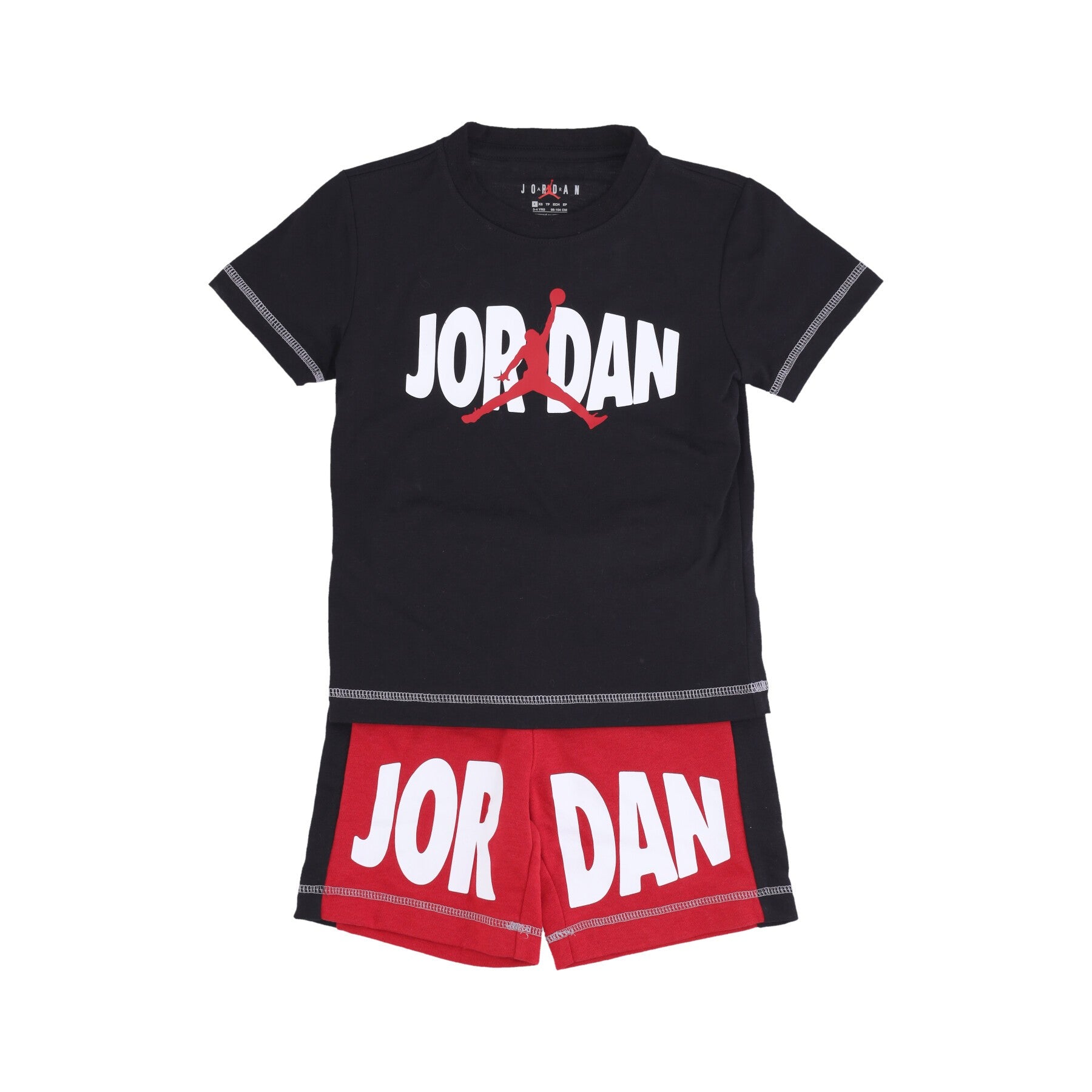 Jordan, Set T-shirt+pantaloncino Bambino Jumpman Split Blocked Ft Set, Gym Red