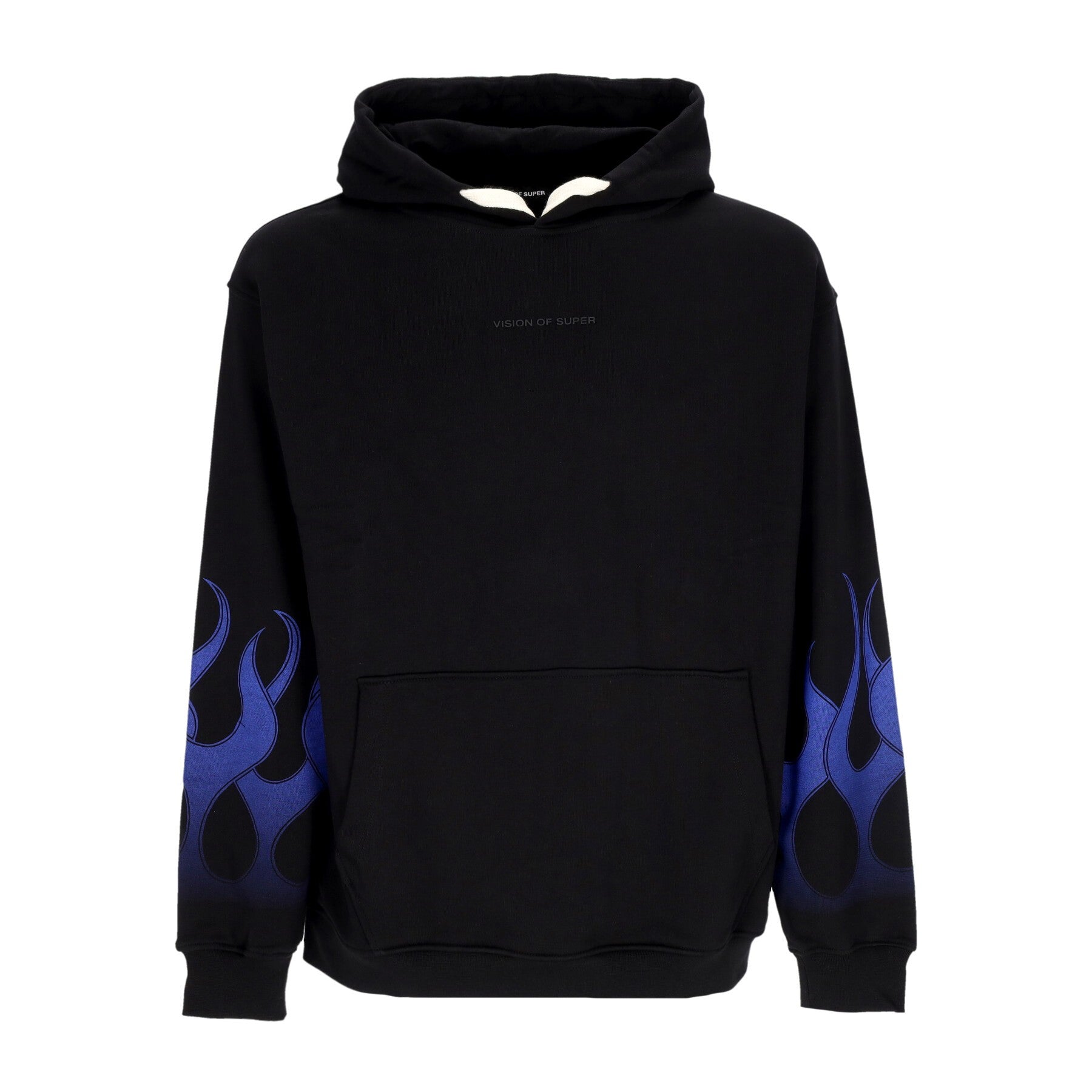 Vision Of Super, Felpa Leggera Cappuccio Uomo Flames Hoodie, Black/blue