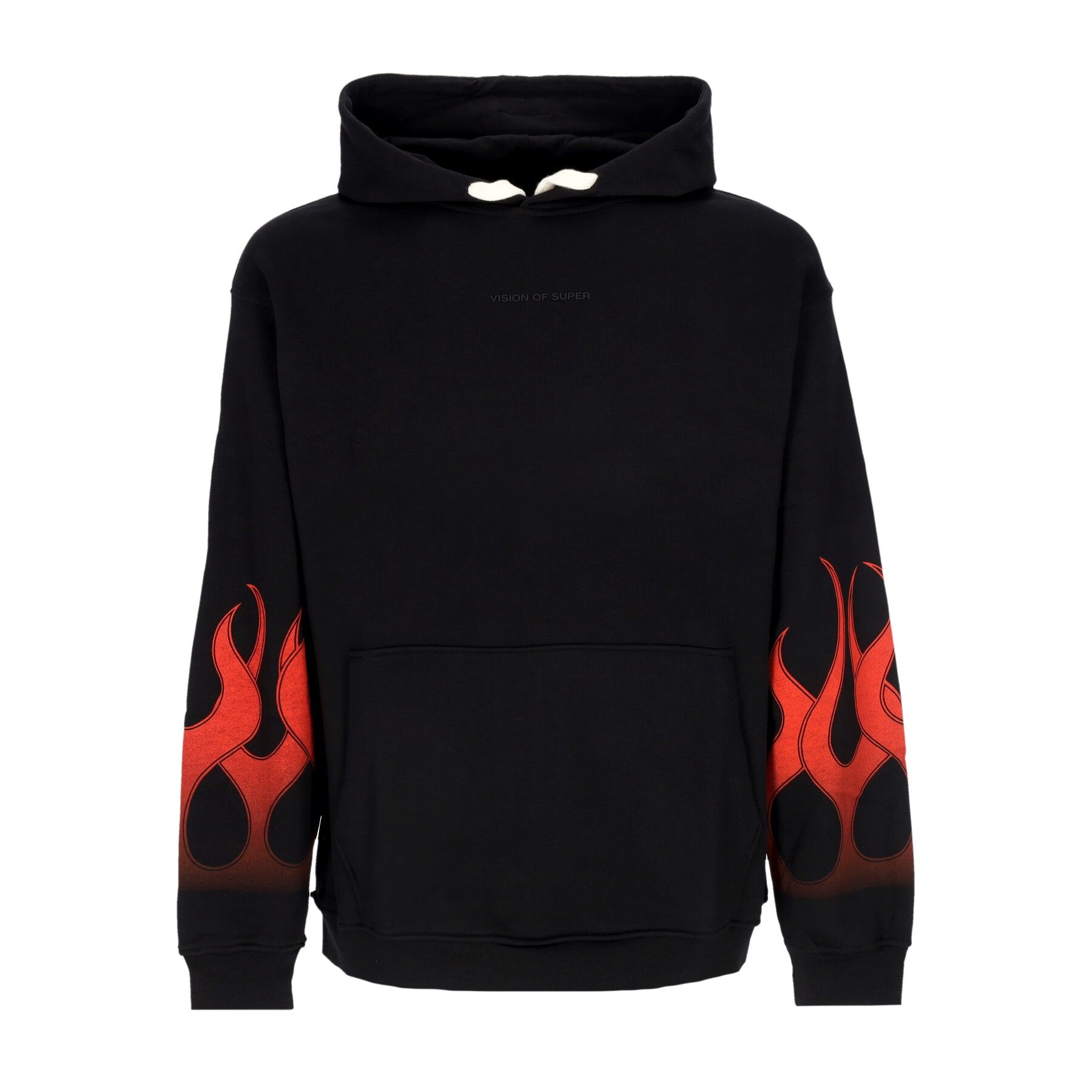 Vision Of Super, Felpa Leggera Cappuccio Uomo Flames Hoodie, Black/red