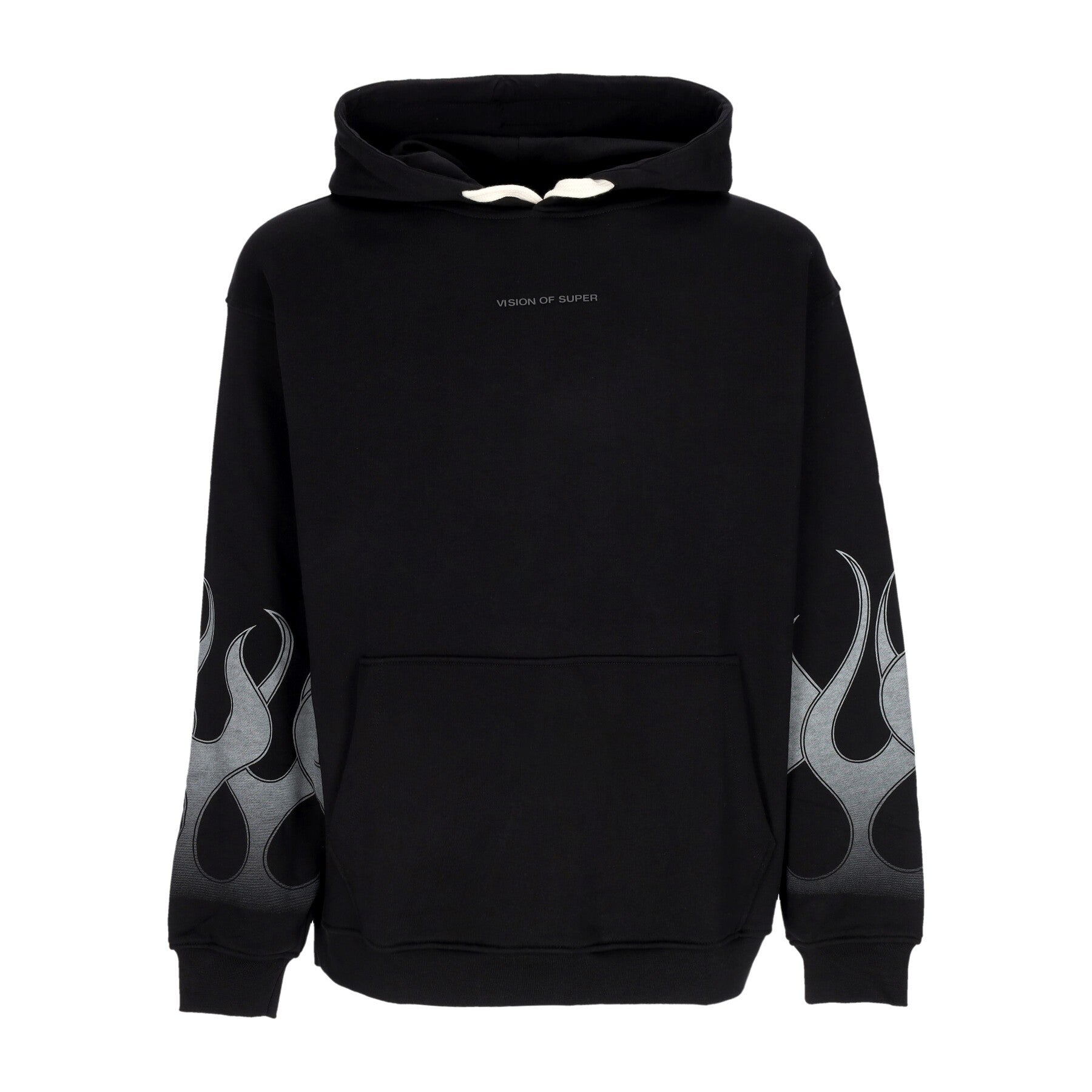 Vision Of Super, Felpa Leggera Cappuccio Uomo Flames Hoodie, Black/grey