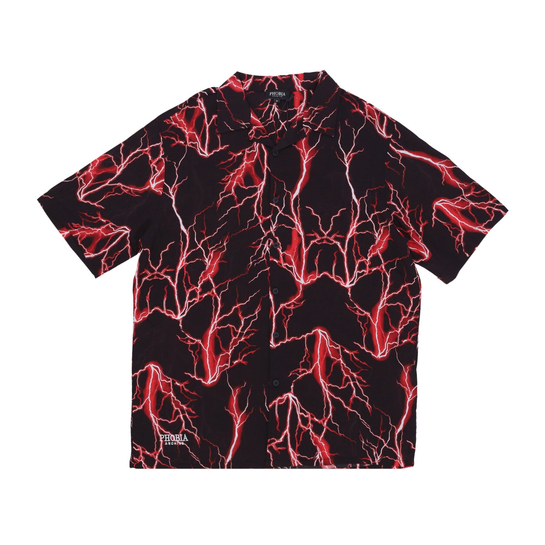Phobia, Camicia Manica Corta Uomo All Over Lightning Shirt, Black/red
