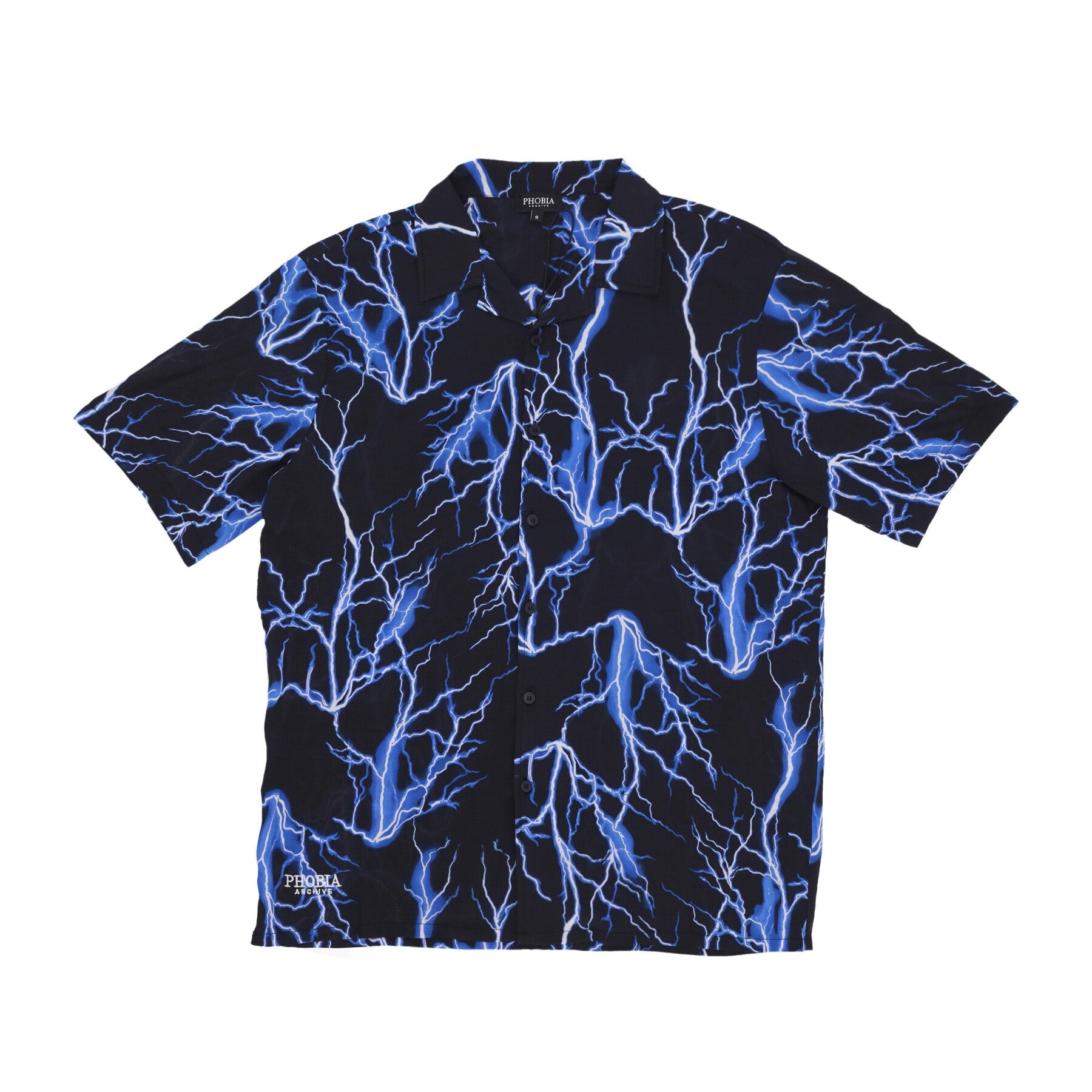 Phobia, Camicia Manica Corta Uomo All Over Lightning Shirt, Black/blue