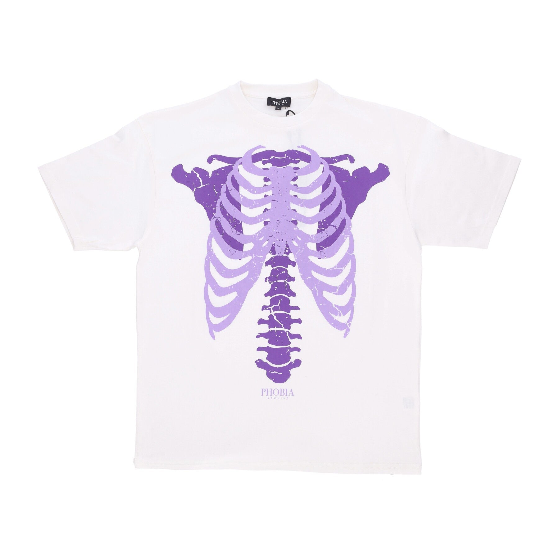 Phobia, Maglietta Uomo Skeleton Print Tee, Off White/purple