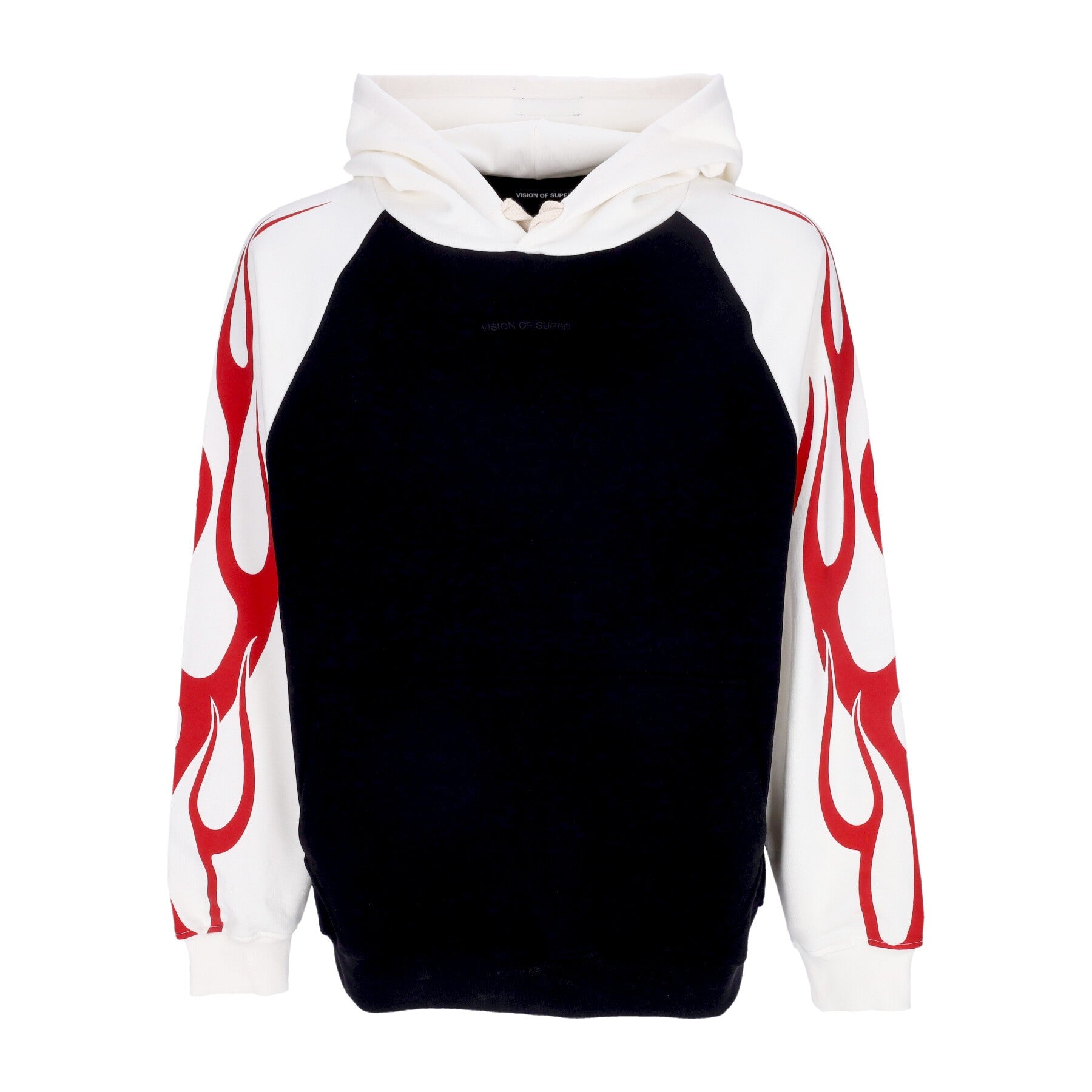 Vision Of Super, Felpa Leggera Cappuccio Uomo Flames Hoodie, Off White/black/red