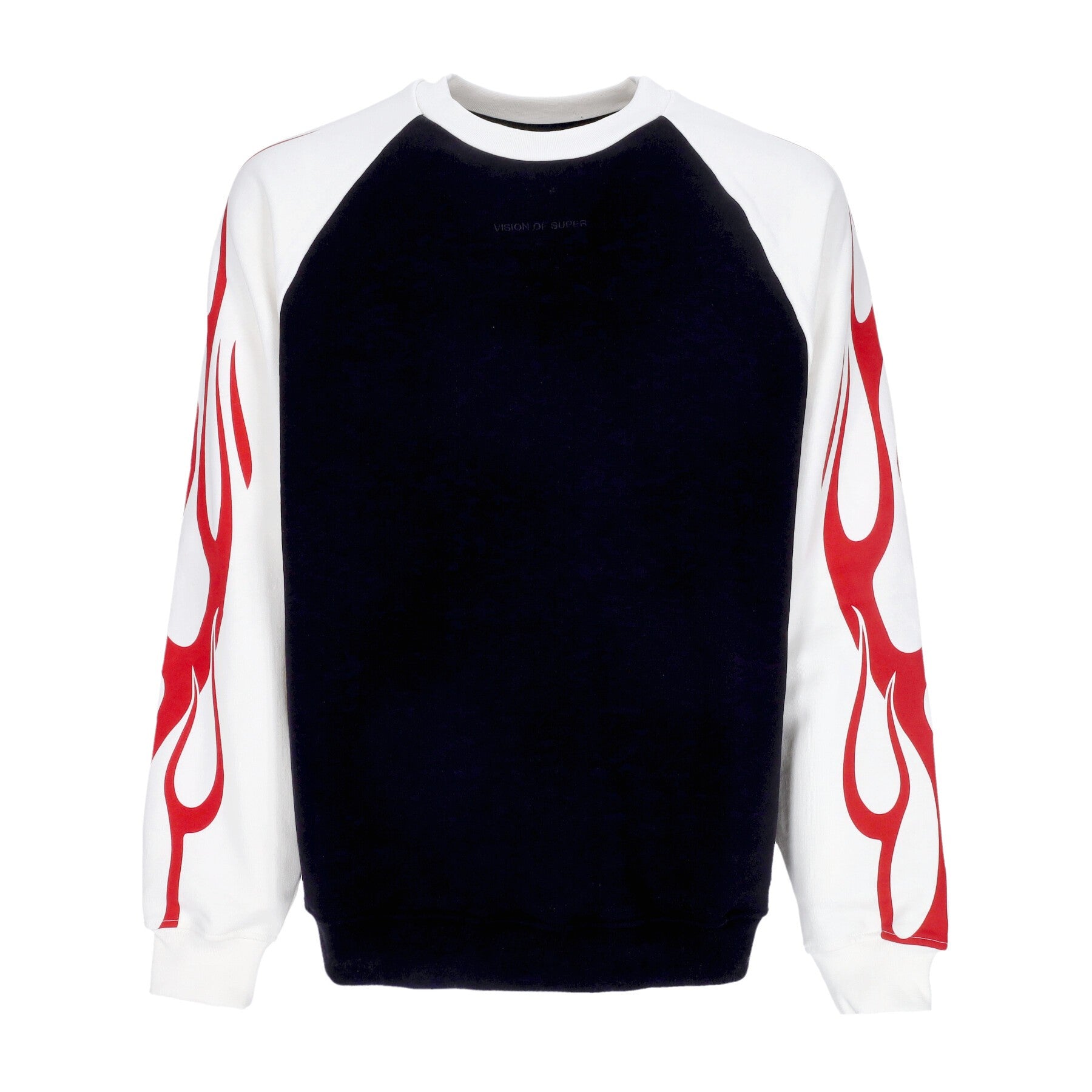 Vision Of Super, Felpa Leggera Girocollo Uomo Flames Crewneck, Off White/black/red