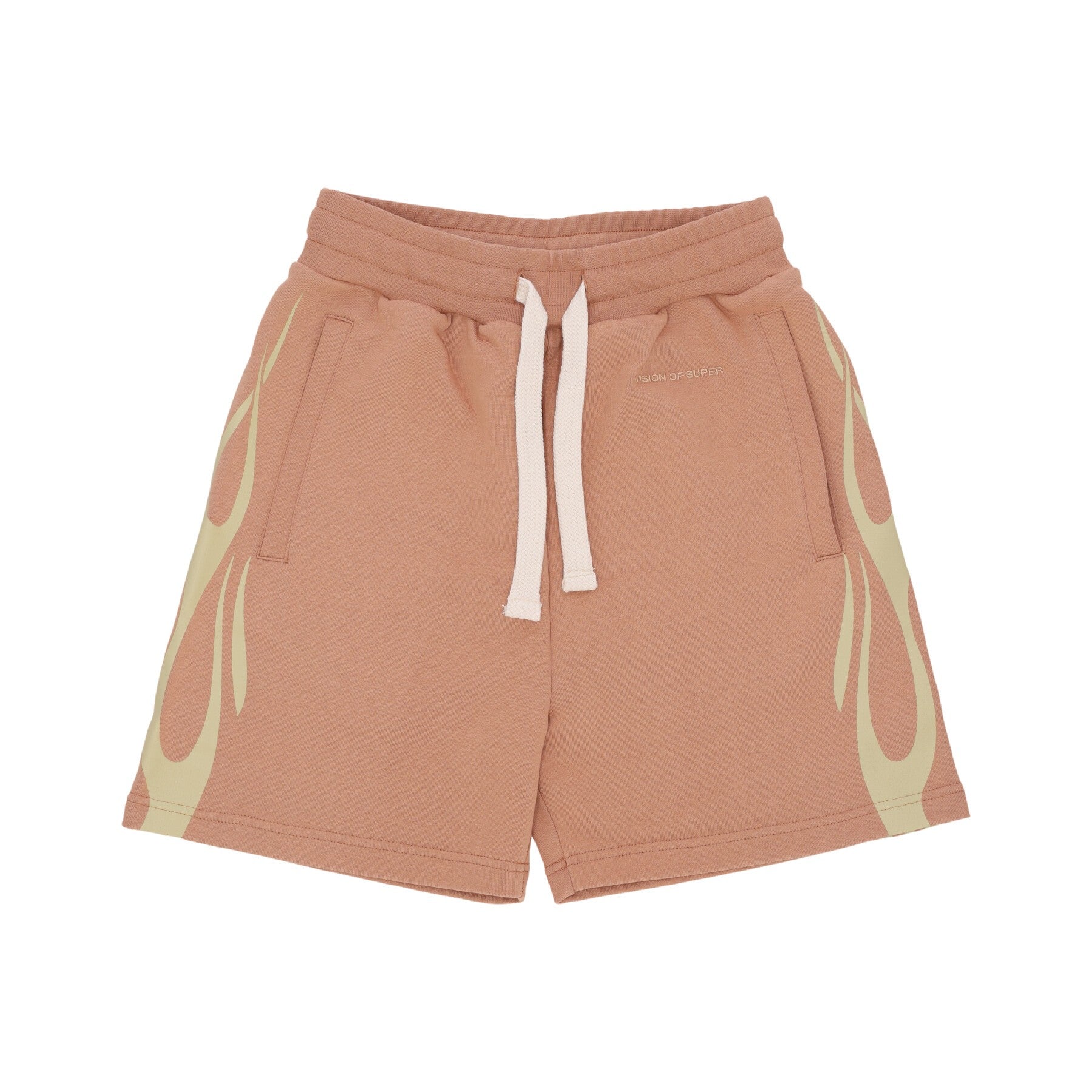 Vision Of Super, Pantalone Corto Tuta Uomo Flames Shorts, Terracotta/off White