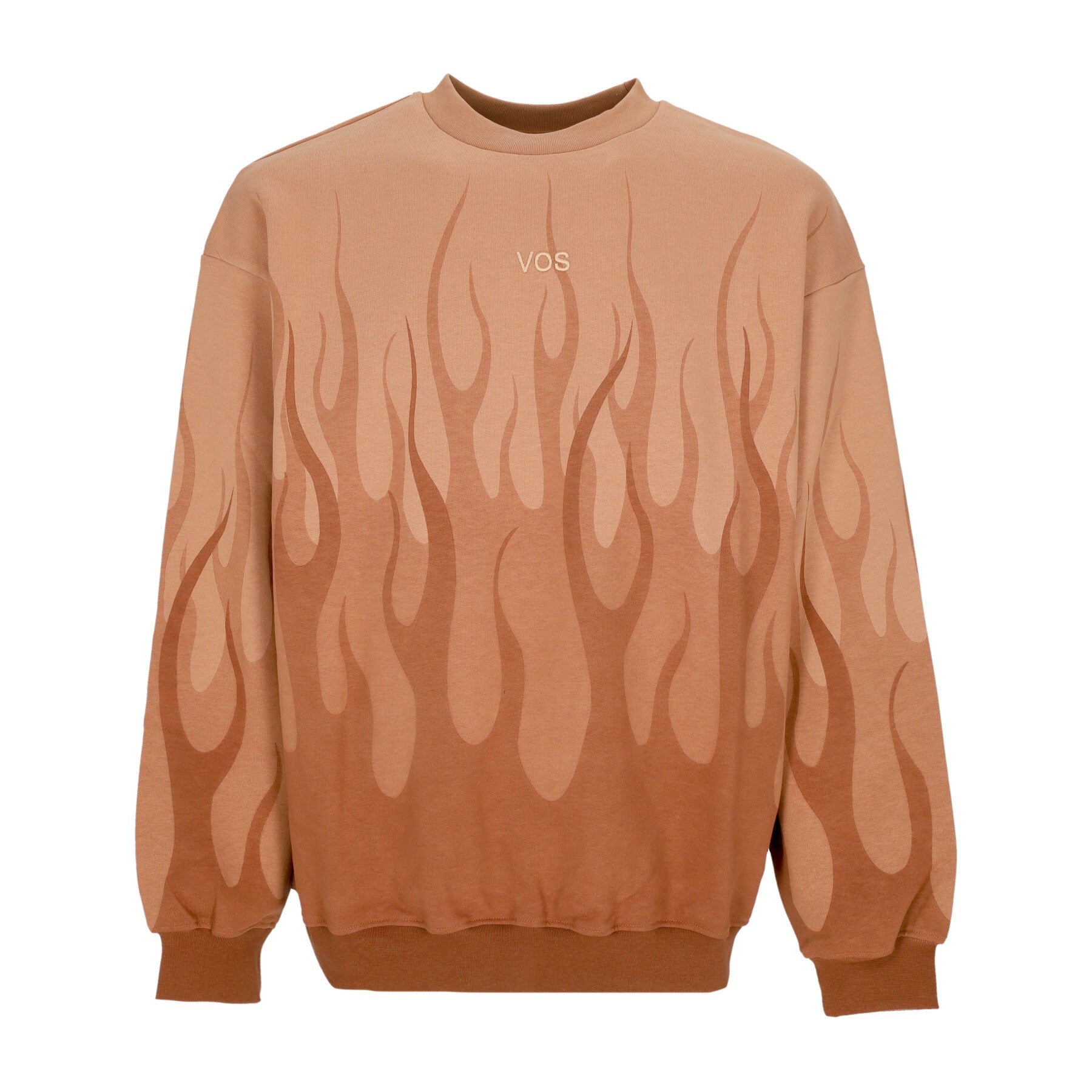 Vision Of Super, Felpa Leggera Girocollo Uomo Double Flames Crewneck, Terracotta