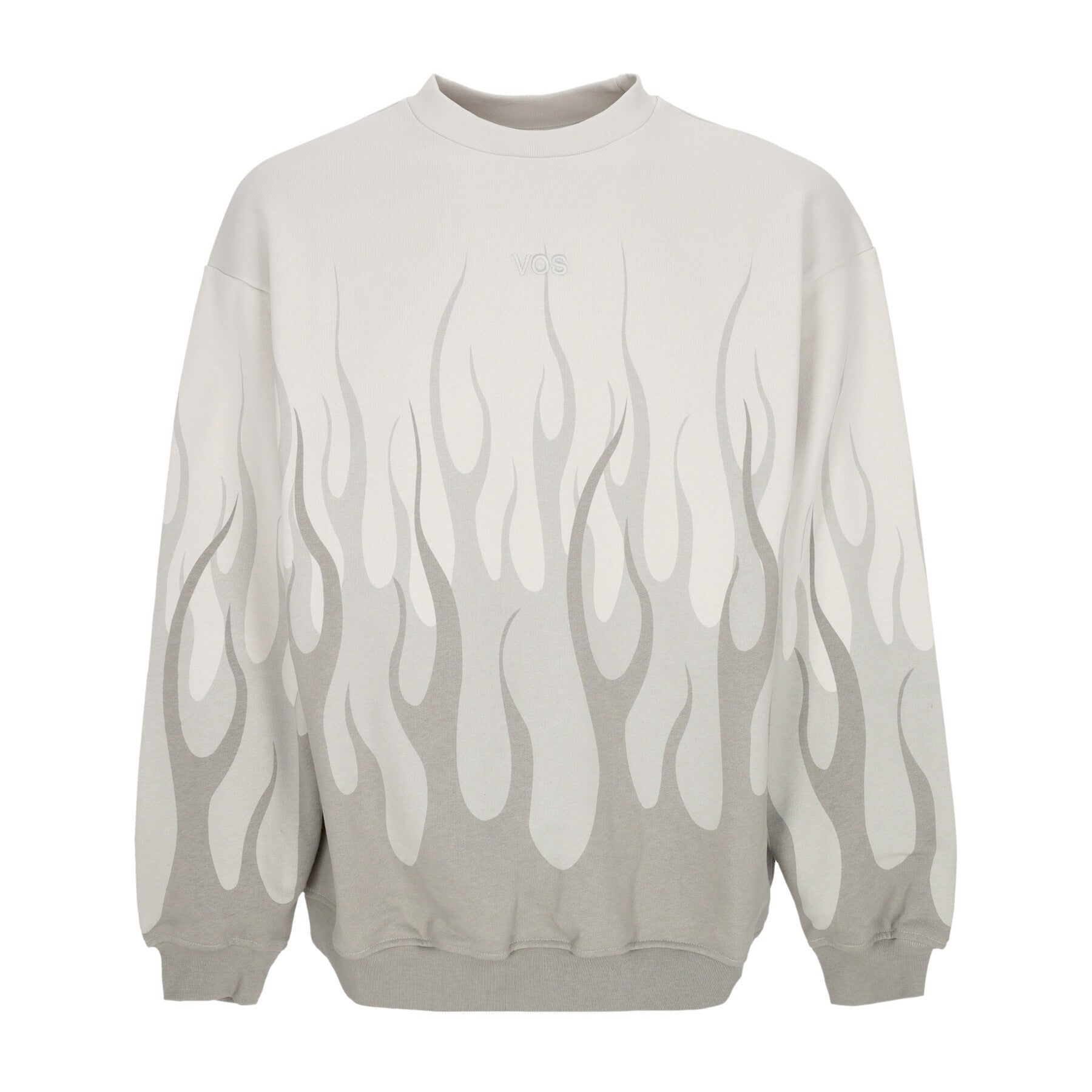 Vision Of Super, Felpa Leggera Girocollo Uomo Double Flames Crewneck, Lunar Rock