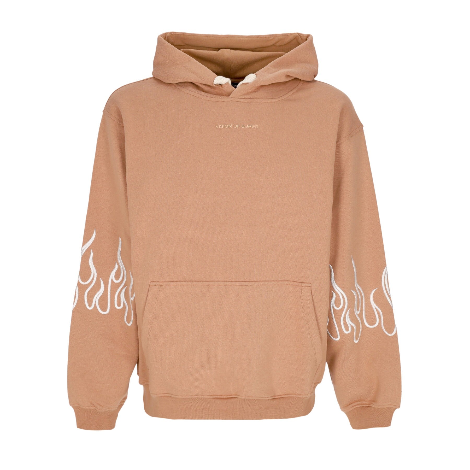 Vision Of Super, Felpa Leggera Cappuccio Uomo Embroidery Flame Hoodie, Terracotta