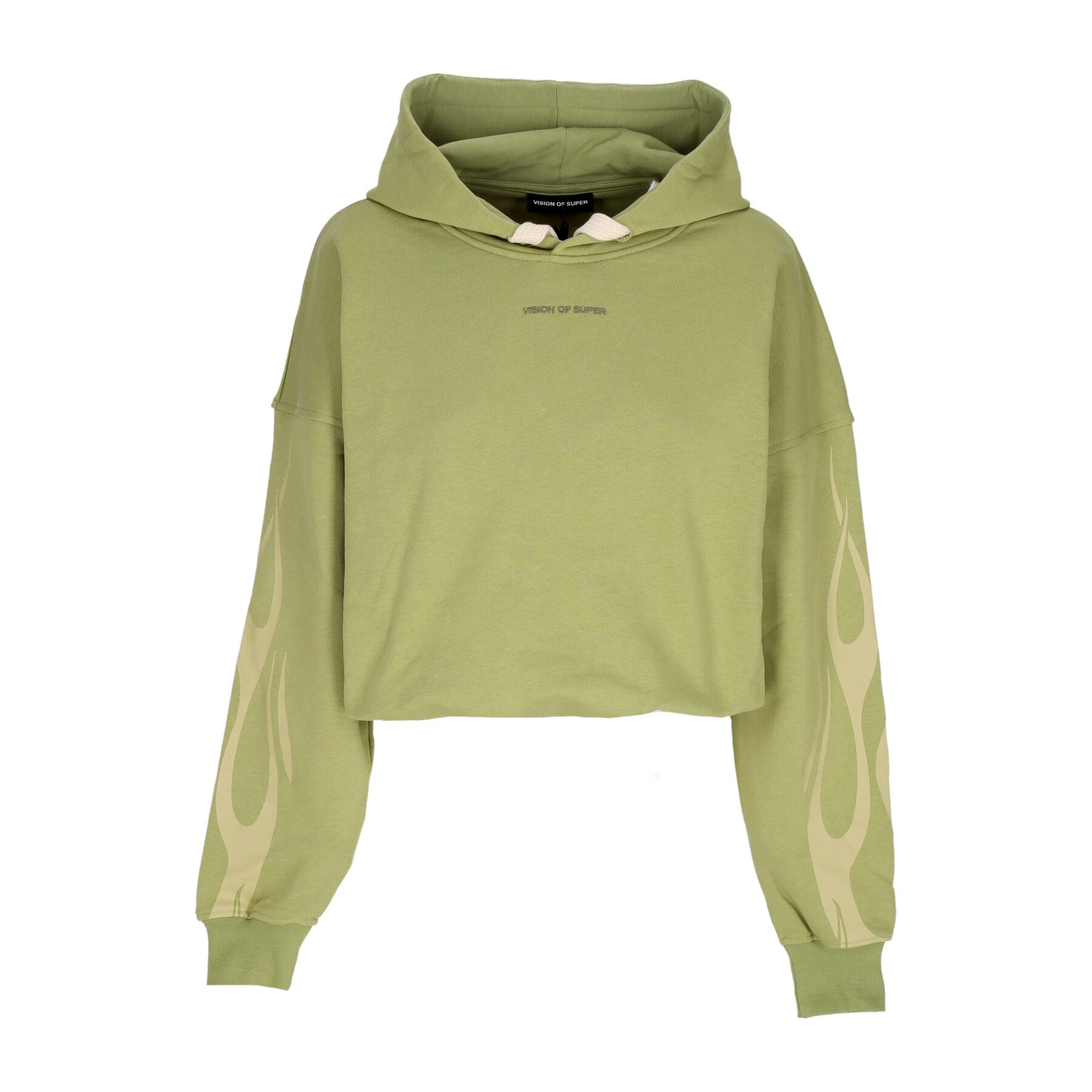 Vision Of Super, Felpa Leggera Cappuccio Corta Donna Flames Crop Hoodie, 