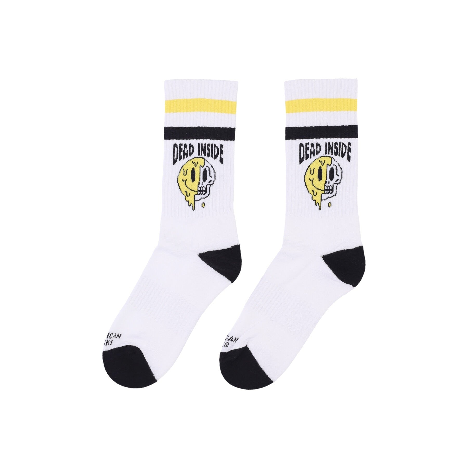 Mid High Dead Inside Men's Medium Sock White/black/yellow